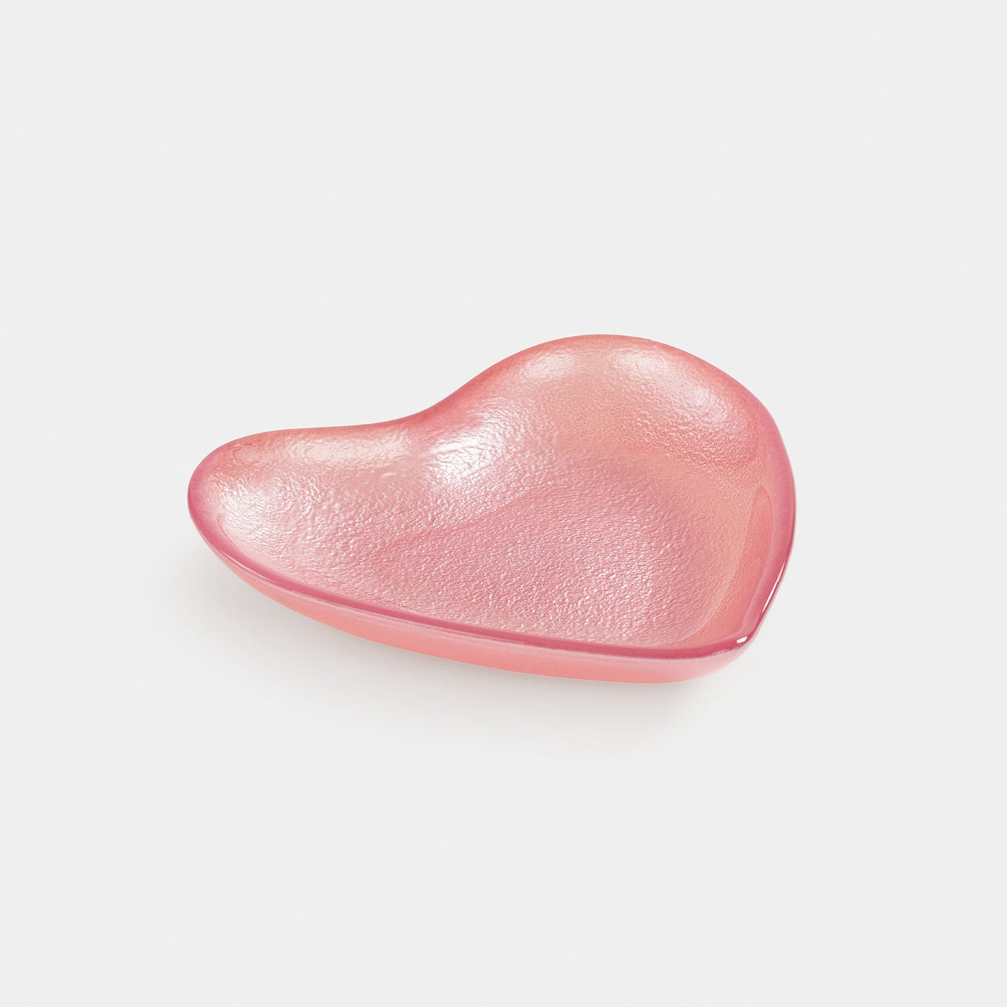 Pink Heart Shaped Glass Platter - Small
