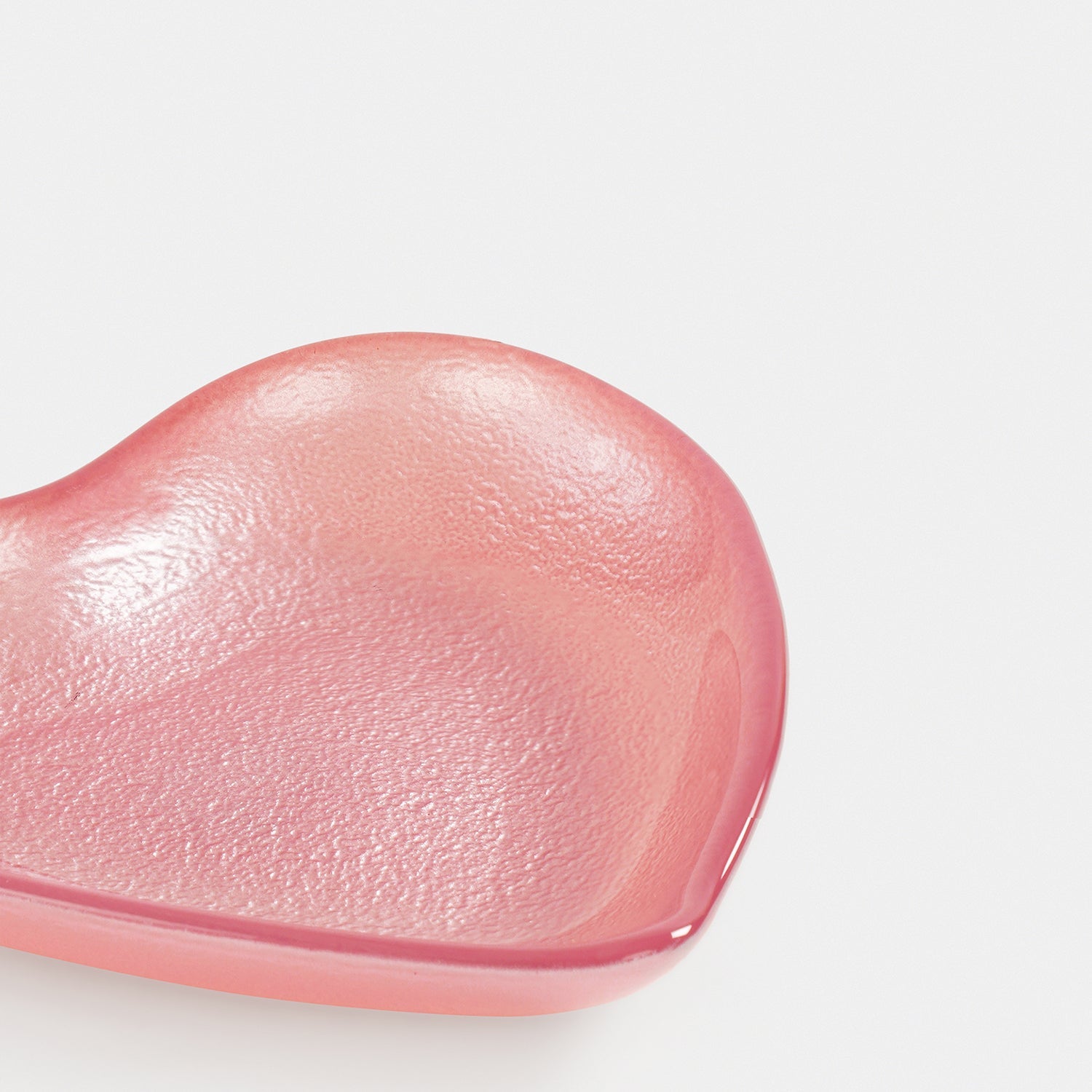 Pink Heart Shaped Glass Platter - Small