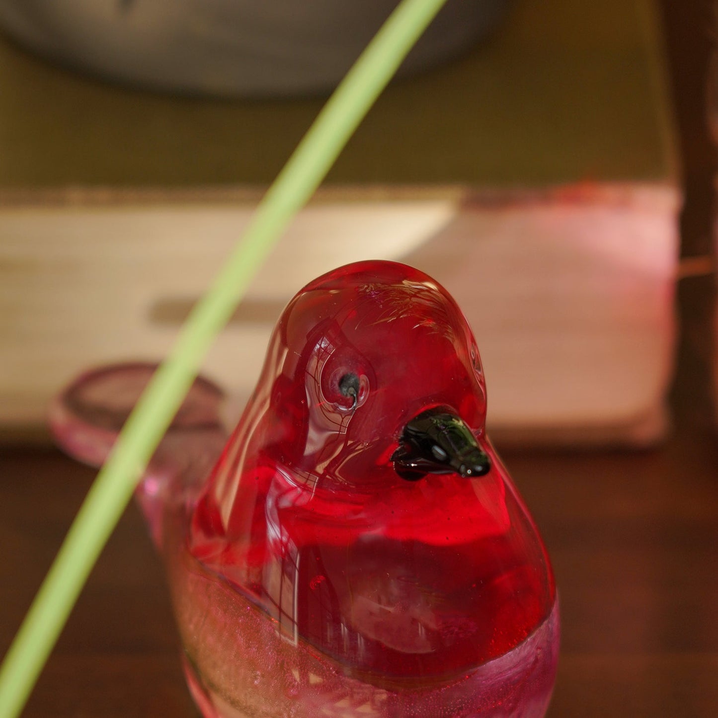Red Pink Ombré Glass Robin - Small