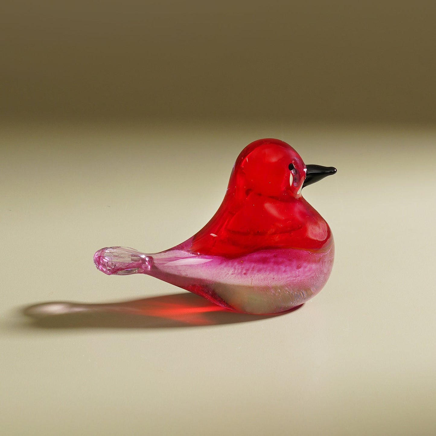 Red Pink Ombré Glass Robin - Small