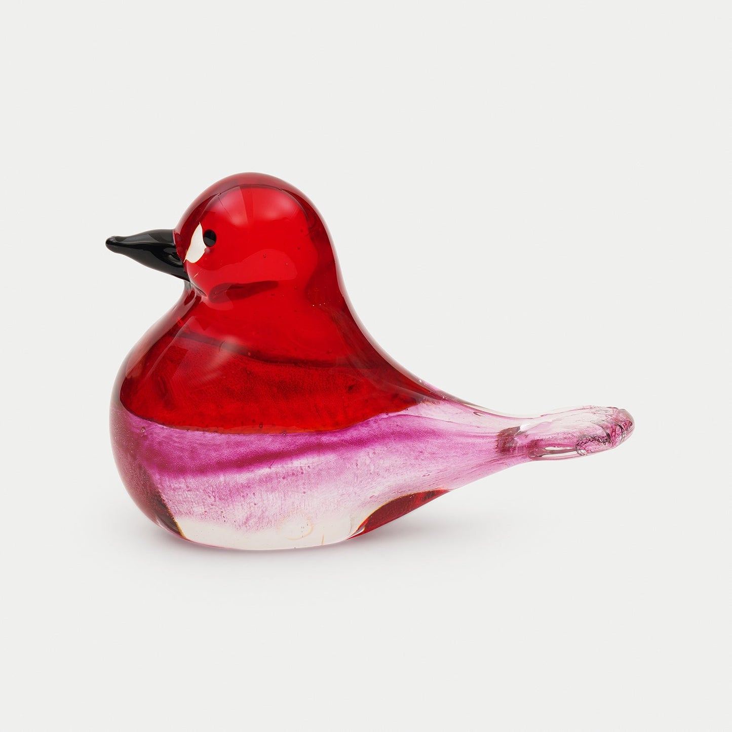 Red Pink Ombré Glass Robin - Small
