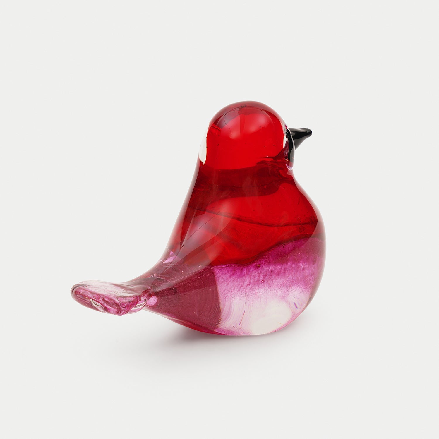 Red Pink Ombré Glass Robin - Small