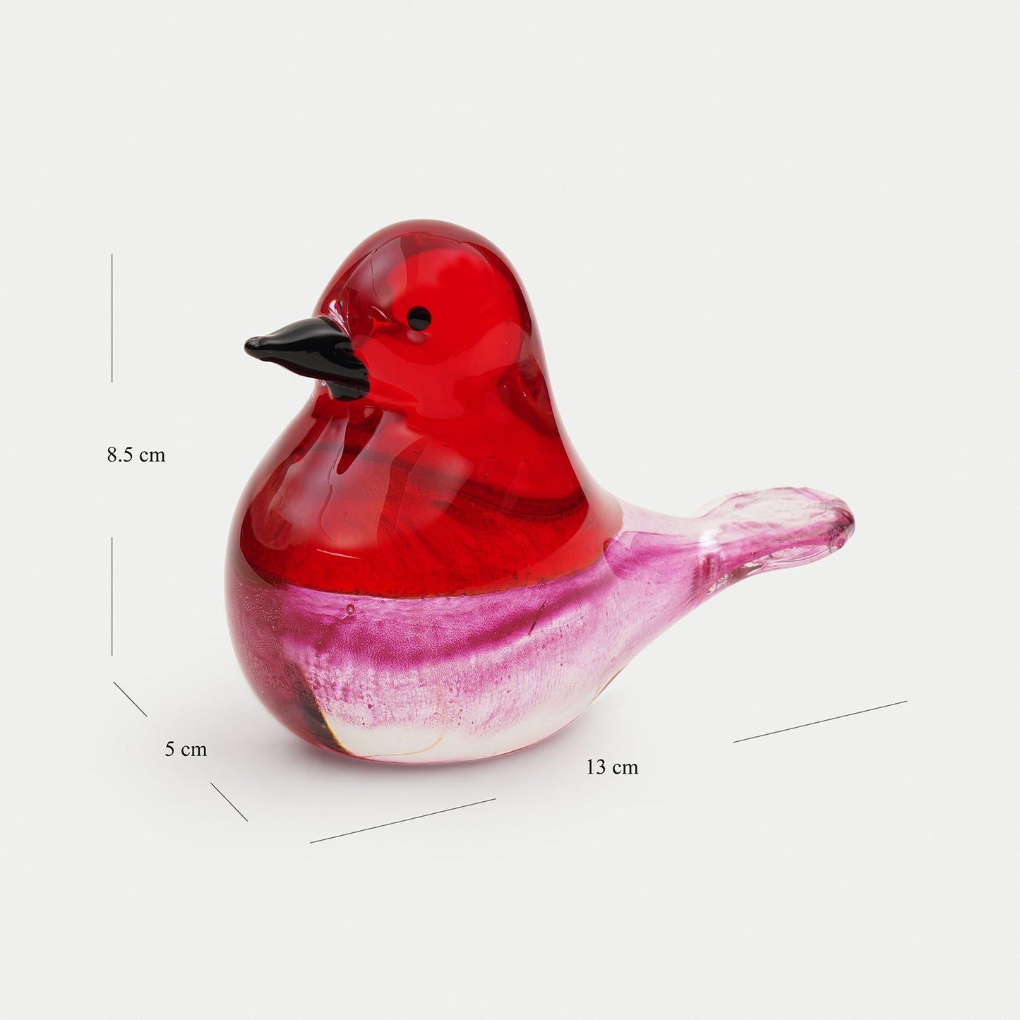 Red Pink Ombré Glass Robin - Small