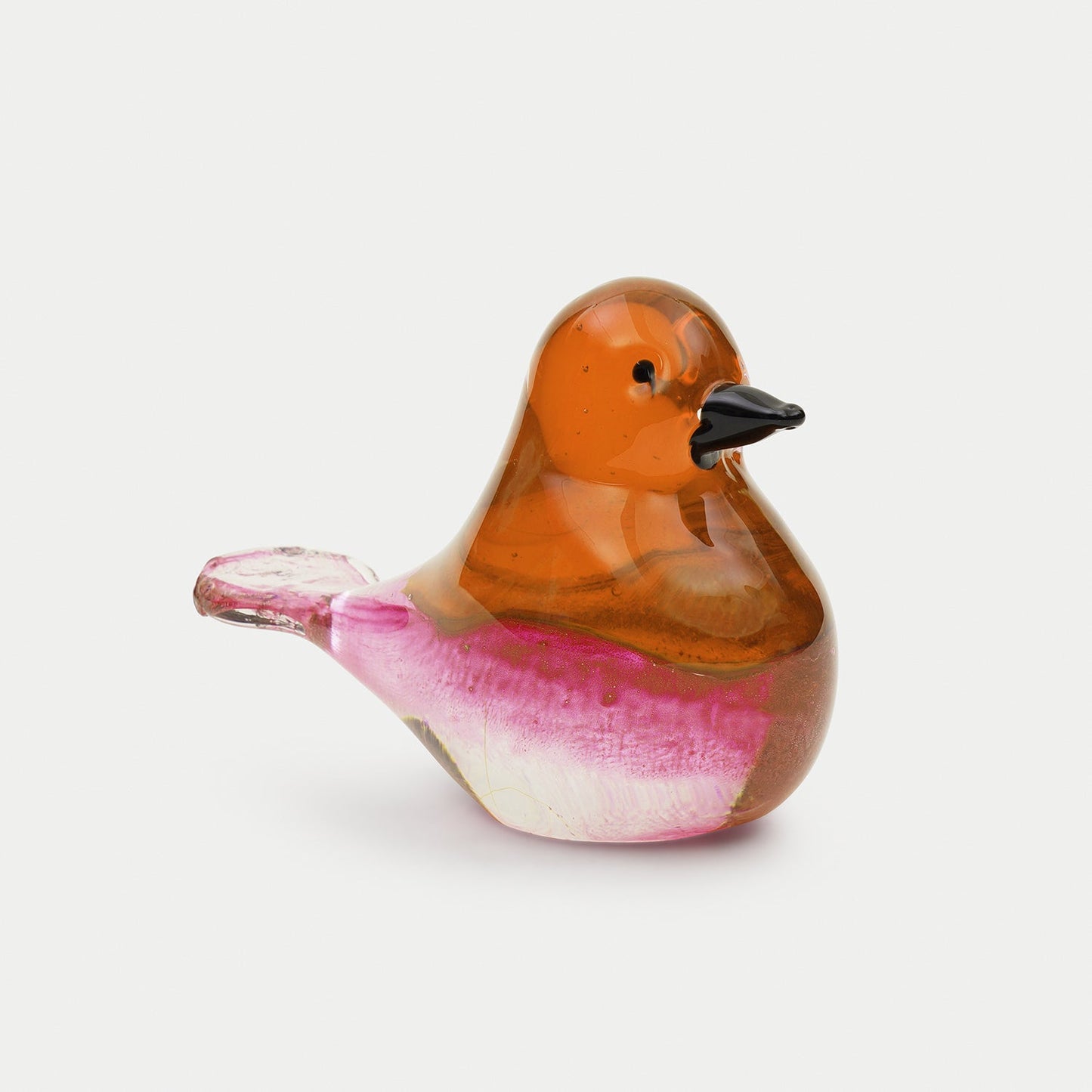 Pink Amber Ombré Glass Robin - Small