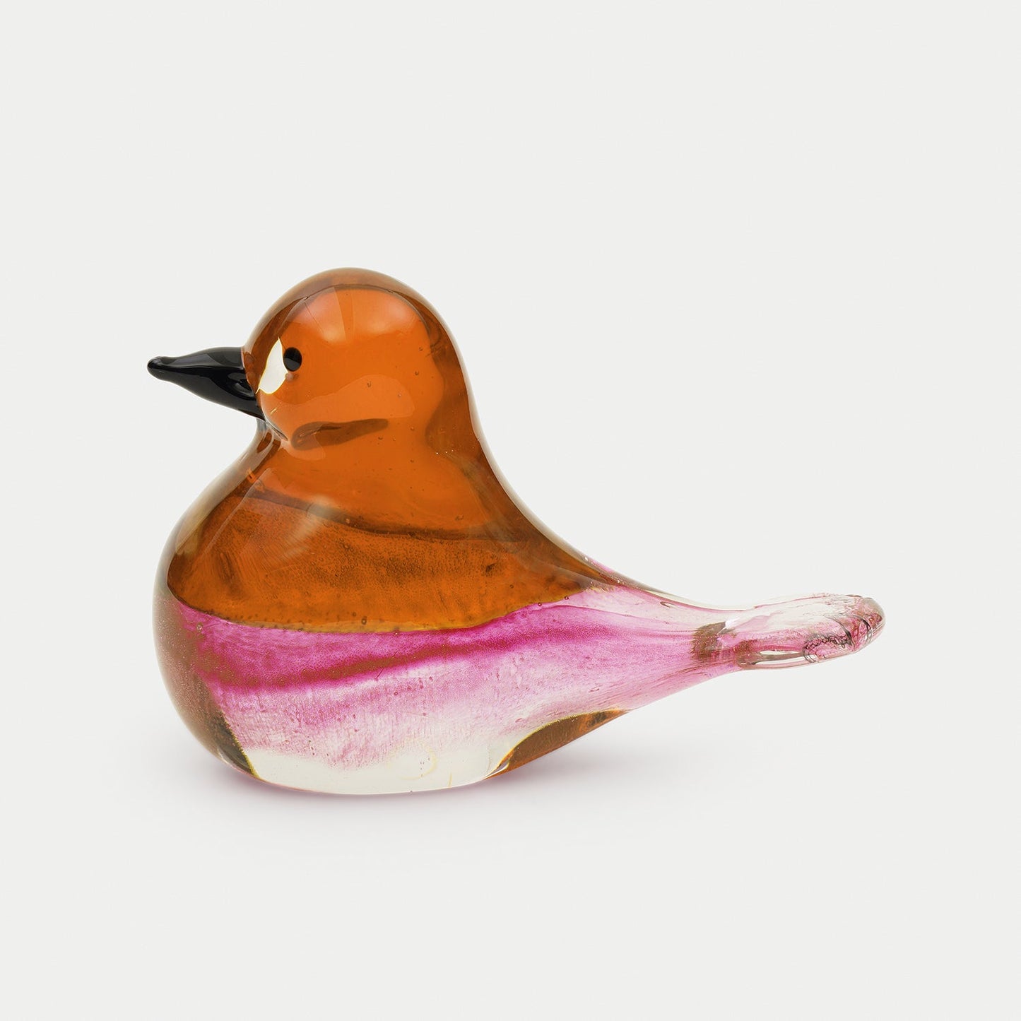 Pink Amber Ombré Glass Robin - Small