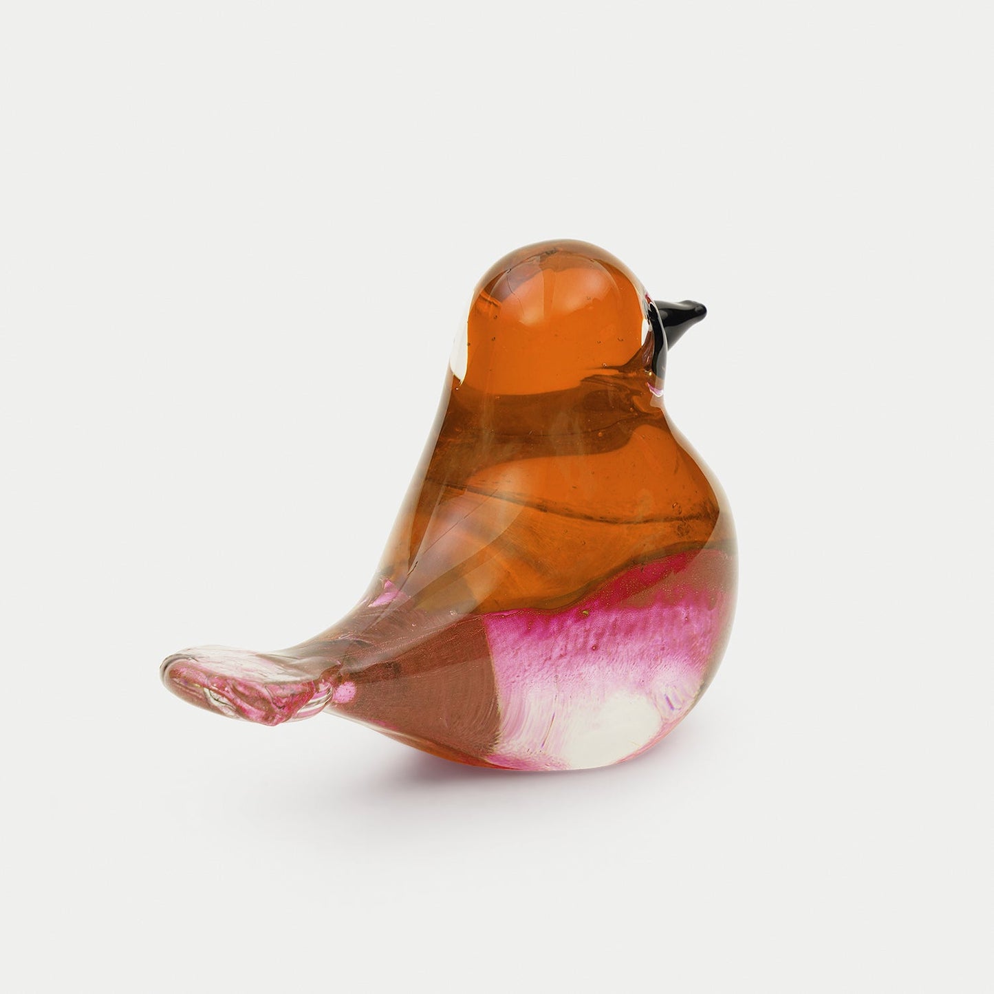 Pink Amber Ombré Glass Robin - Small