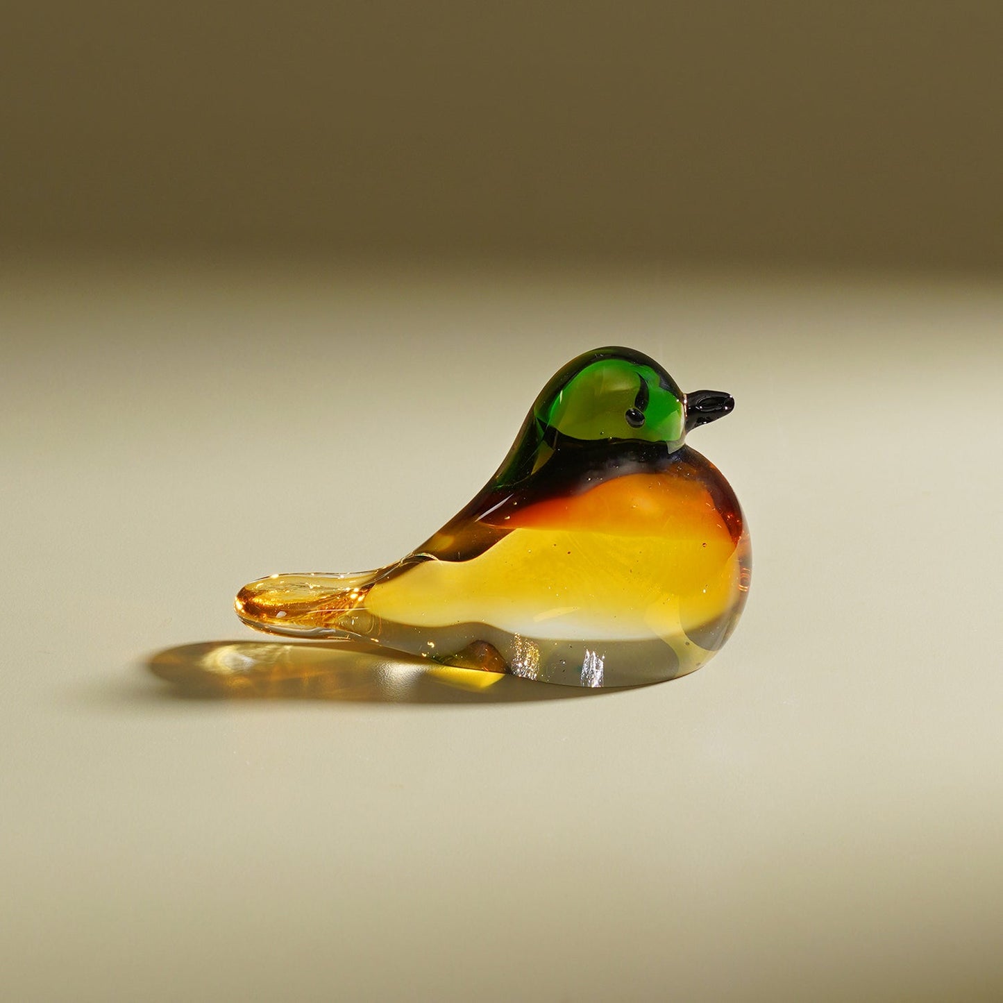 Green Amber Ombré Glass Robin - Small