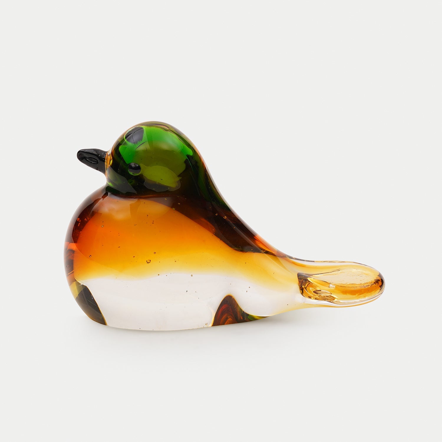 Green Amber Ombré Glass Robin - Small