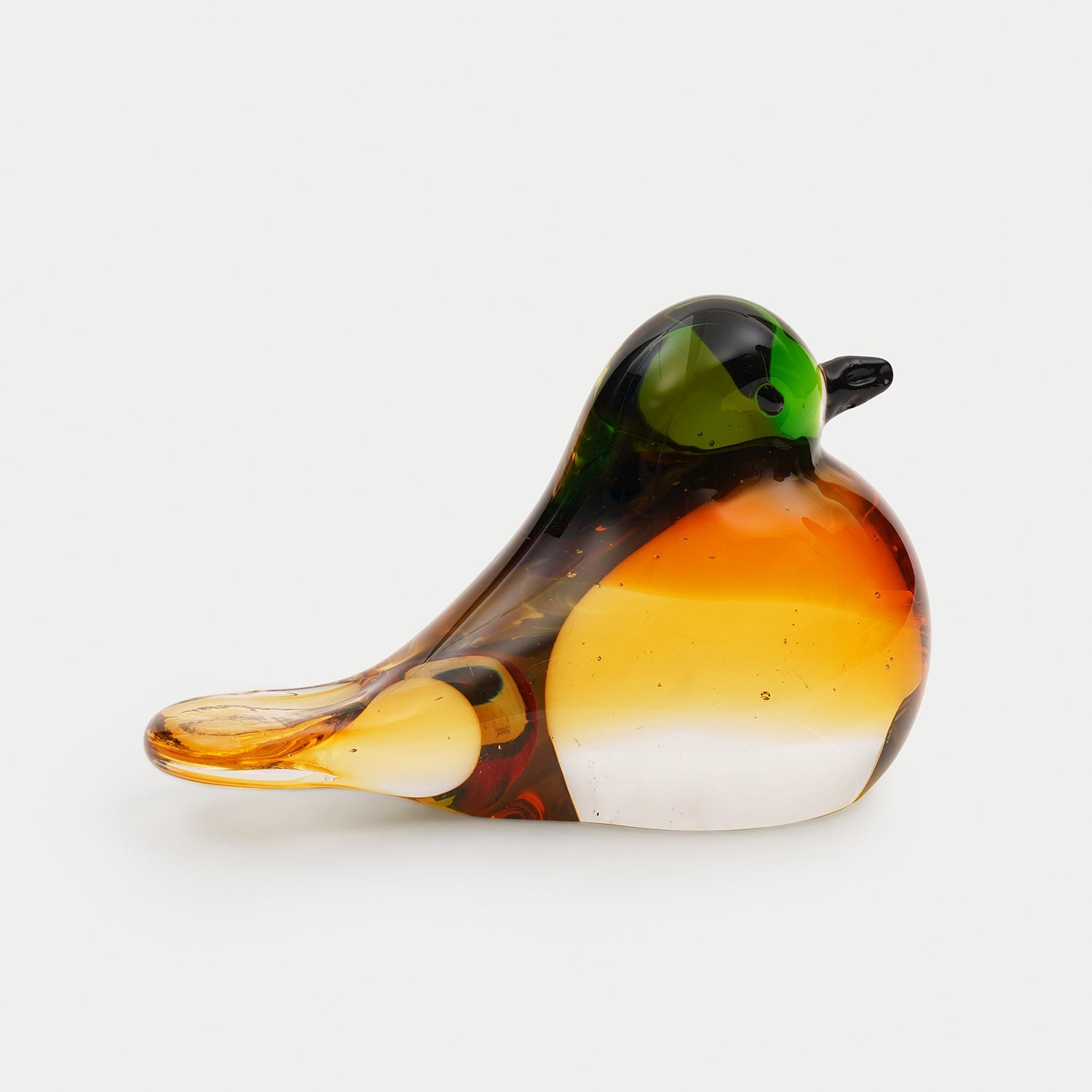 Green Amber Ombré Glass Robin - Small