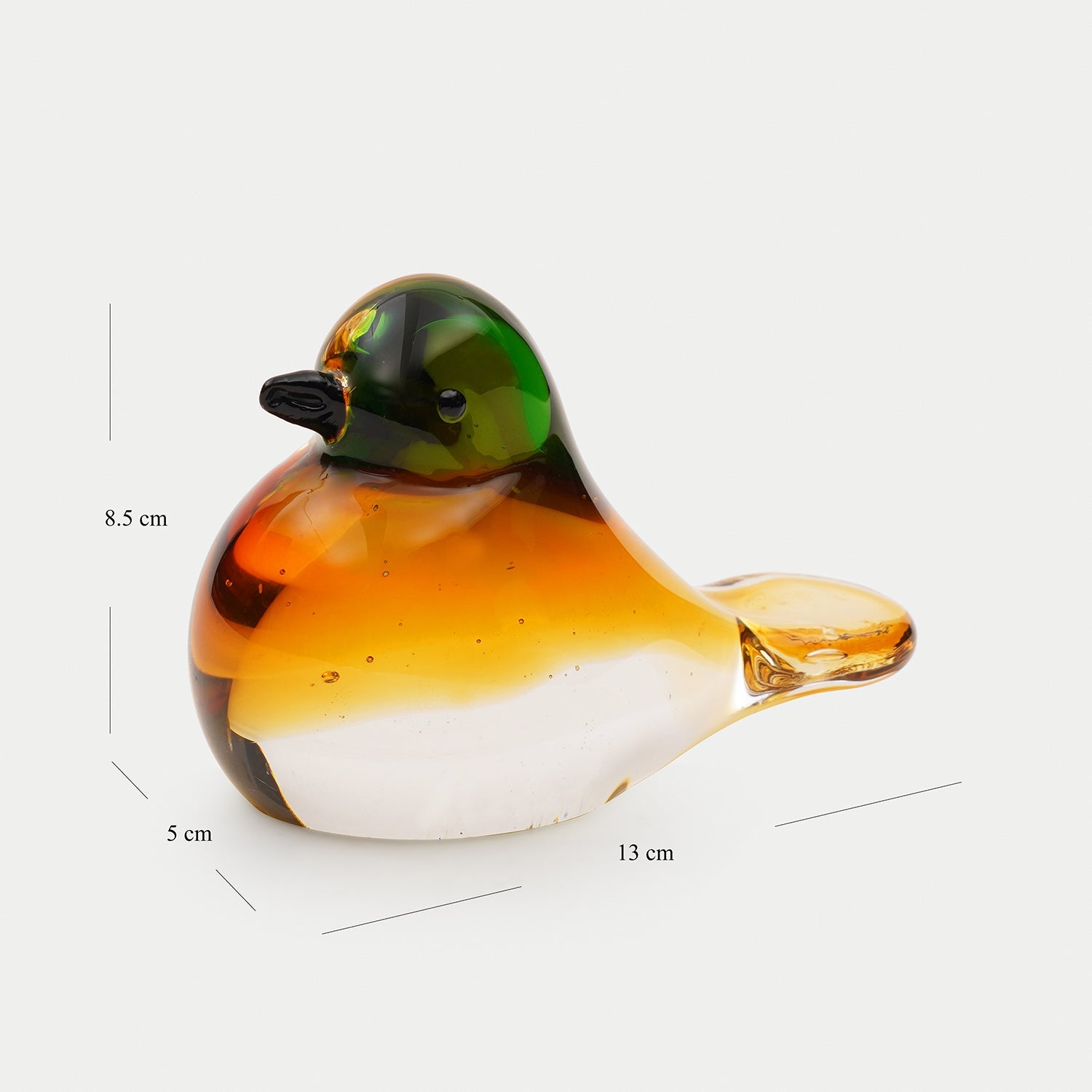 Green Amber Ombré Glass Robin - Small