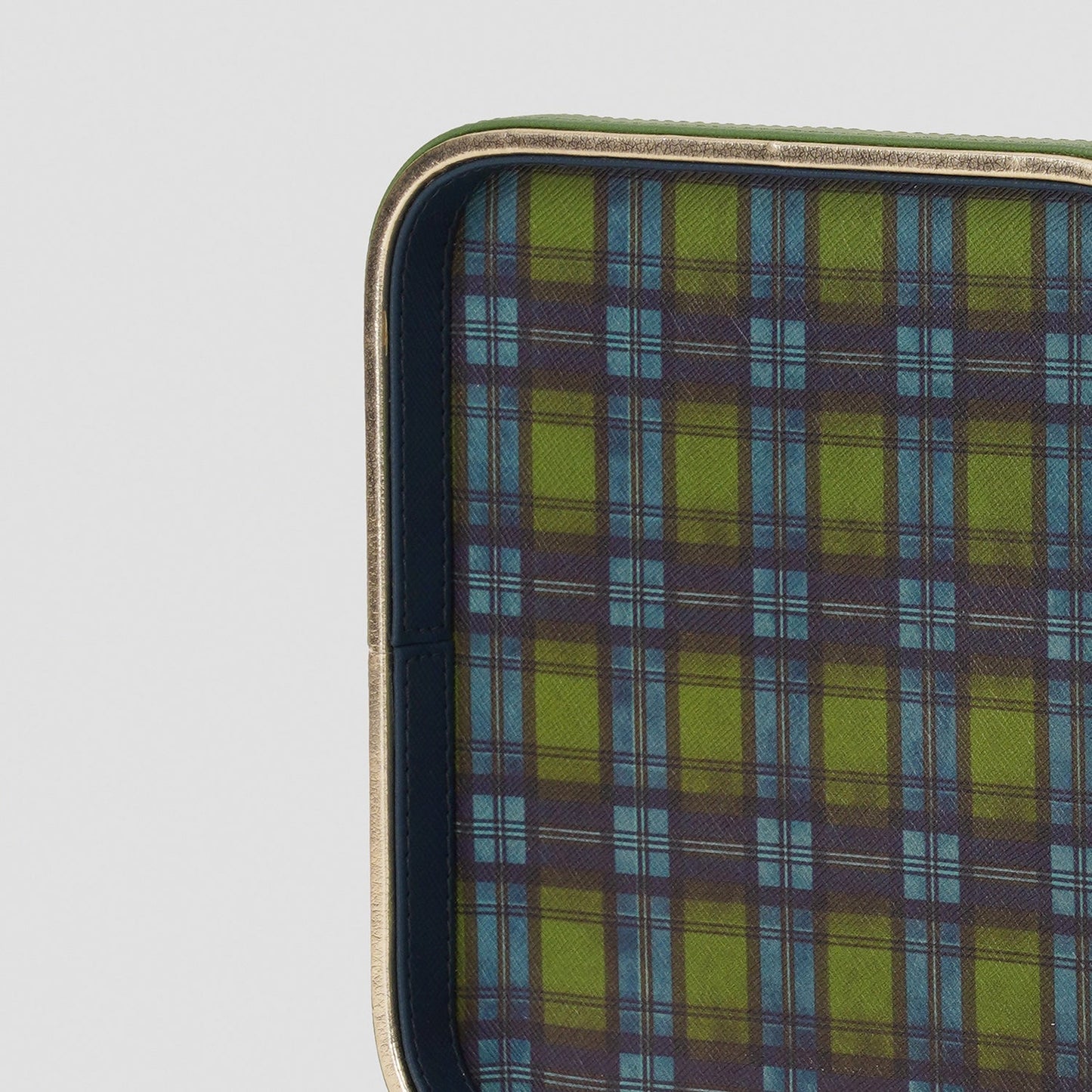 Green Plaid Faux Leather Square Platter - Small