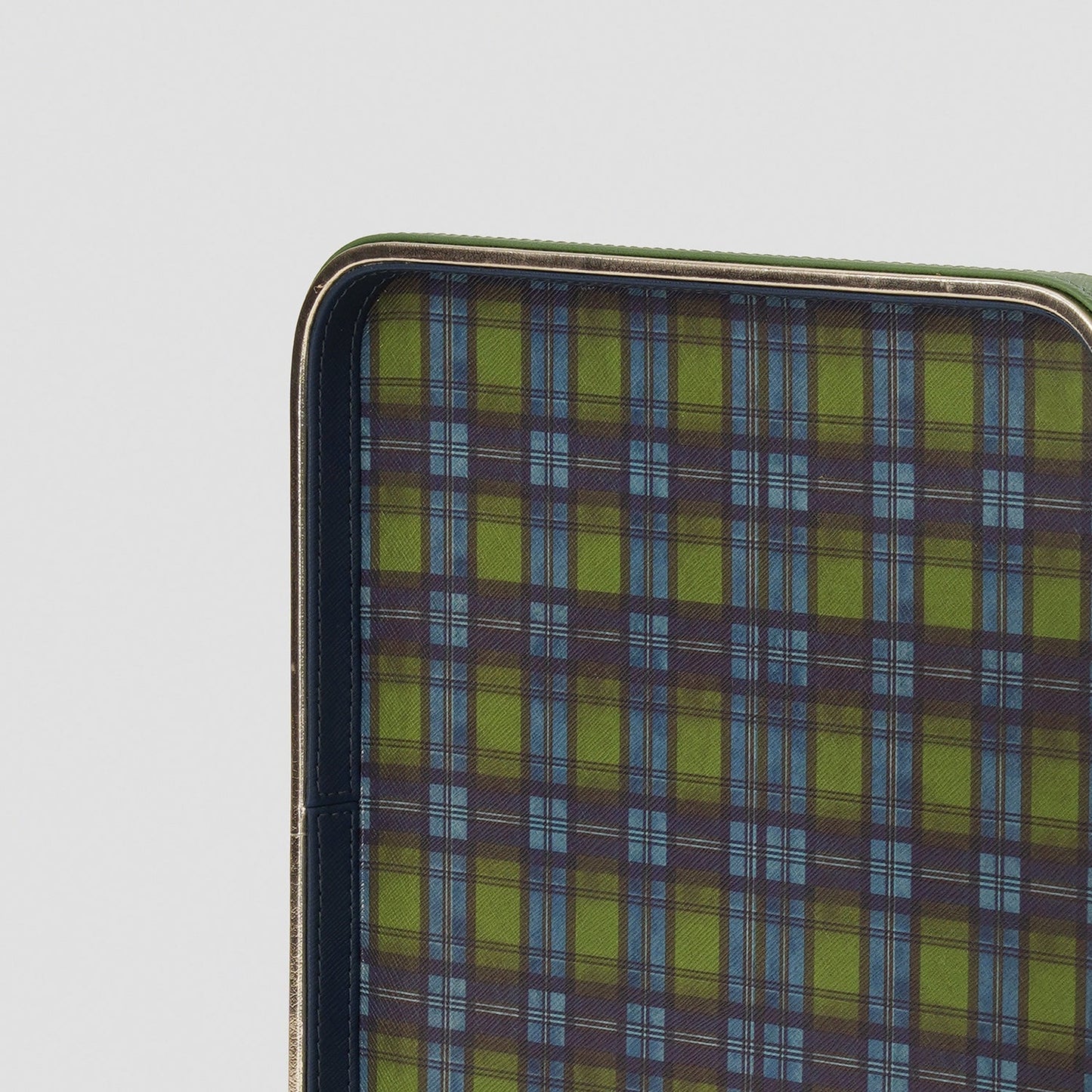 Green Plaid Faux Leather Square Platter - Large