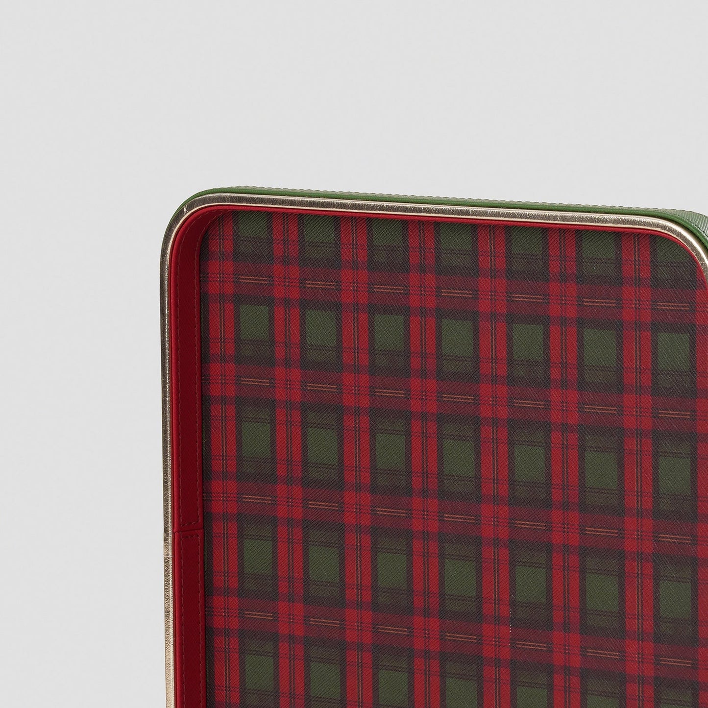 Red Green Plaid Faux Leather Square Platter - Large