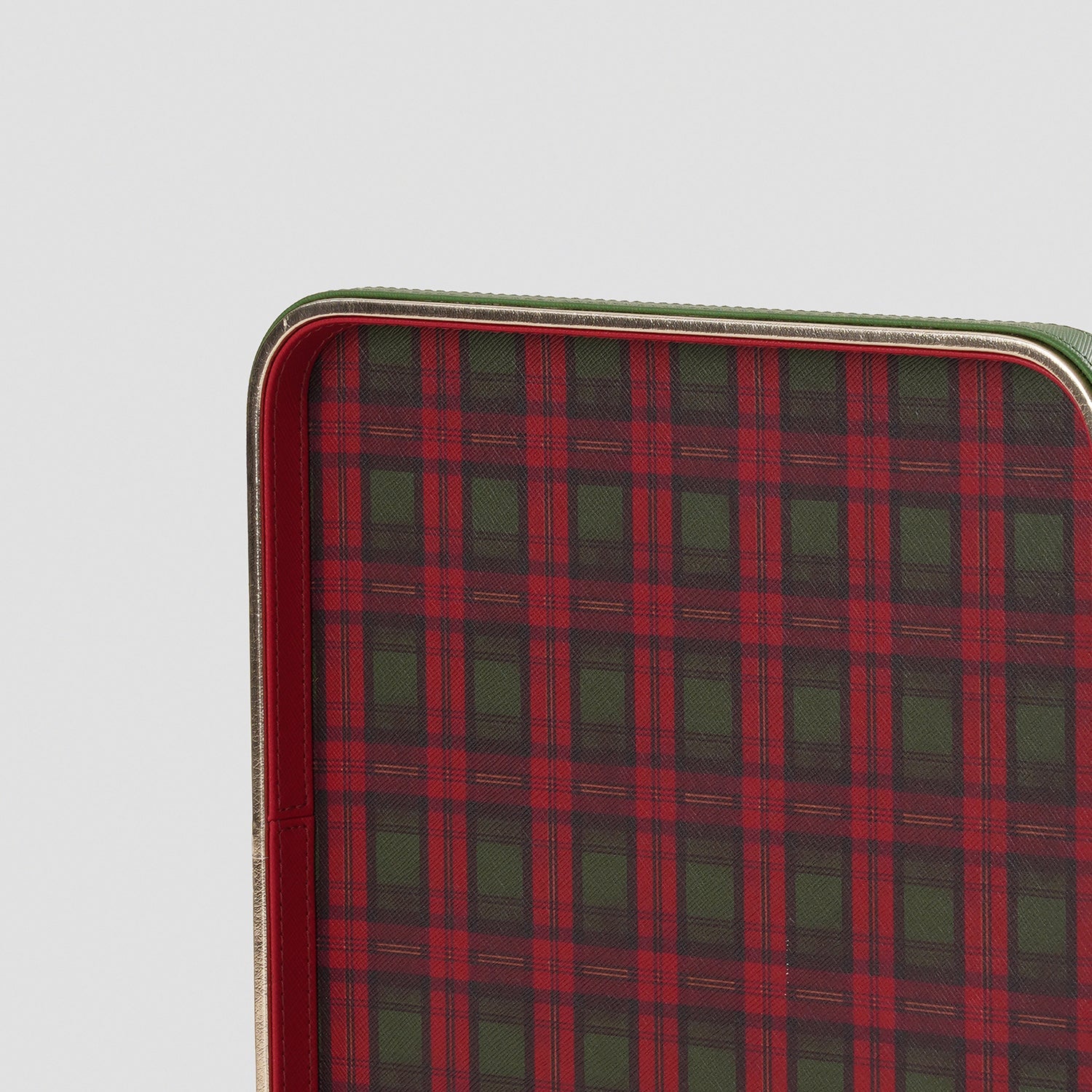 Red Green Plaid Faux Leather Square Platter - Large