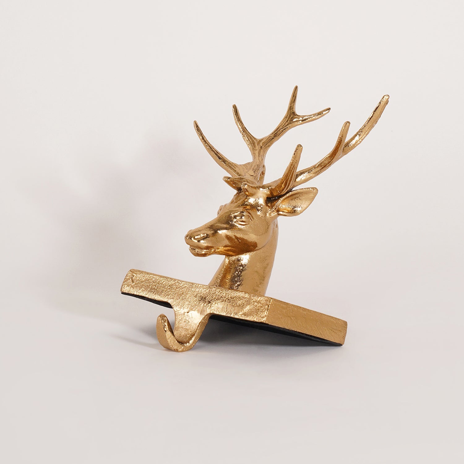 Gold Metal Reindeer Stocking Holder