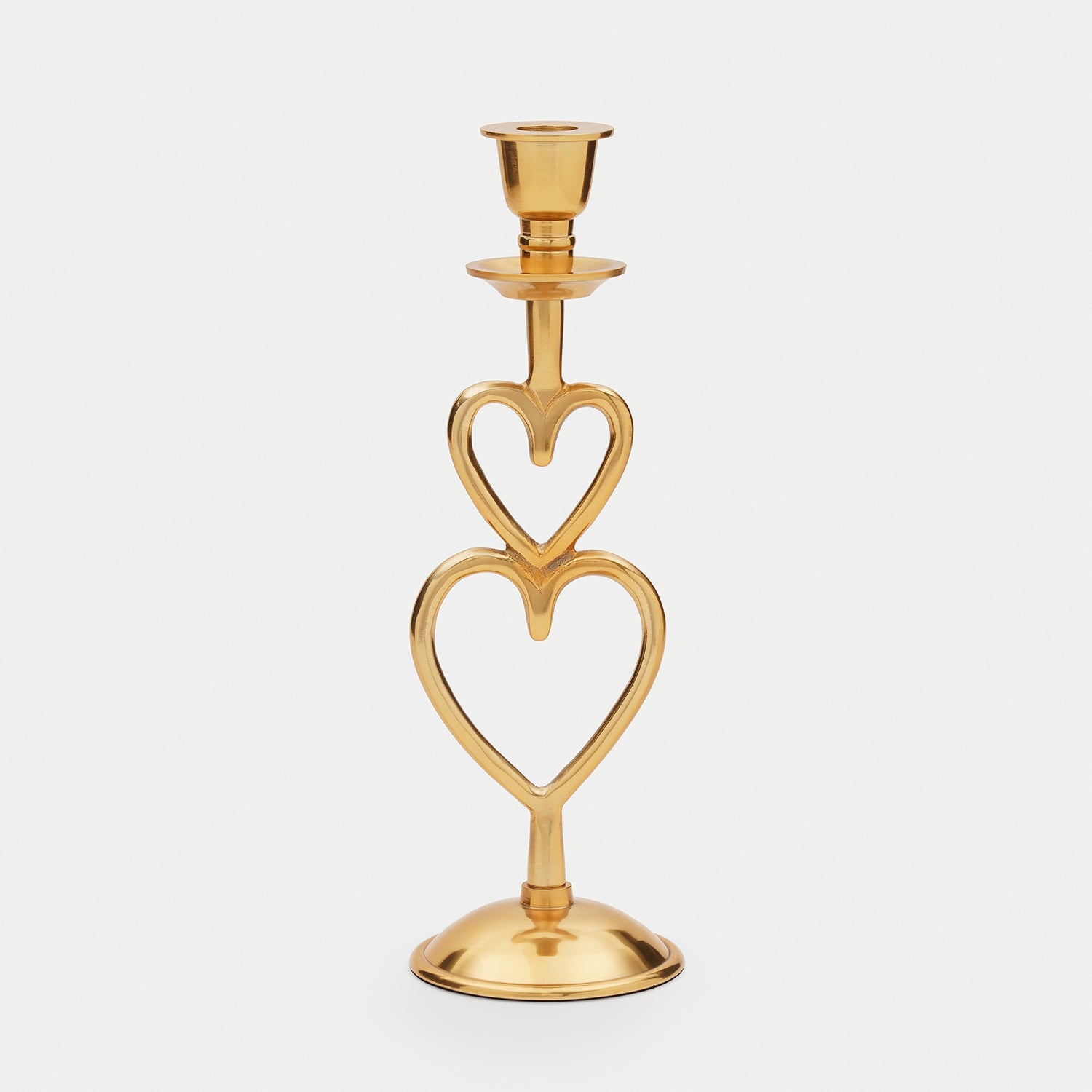 Gold Heart Shaped Metal Candle Holder - Large