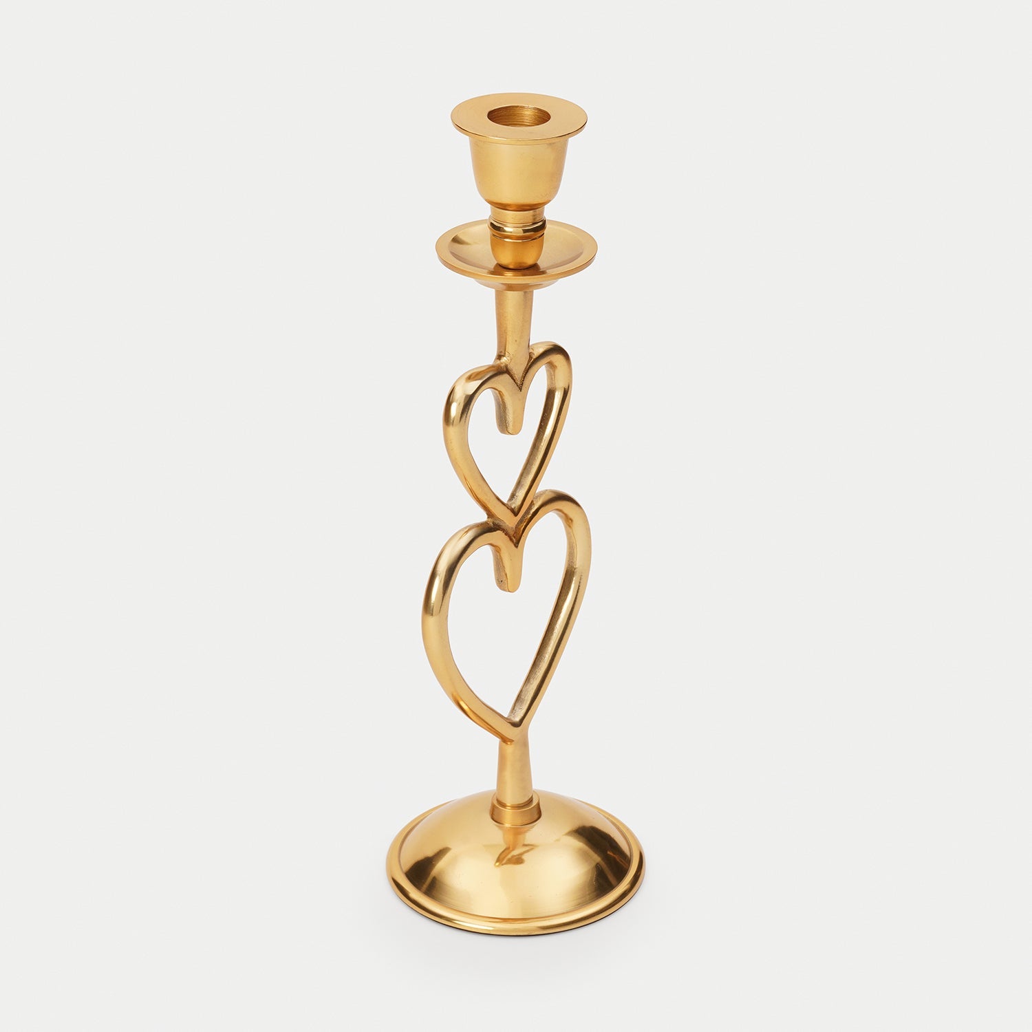 Gold Heart Shaped Metal Candle Holder - Large