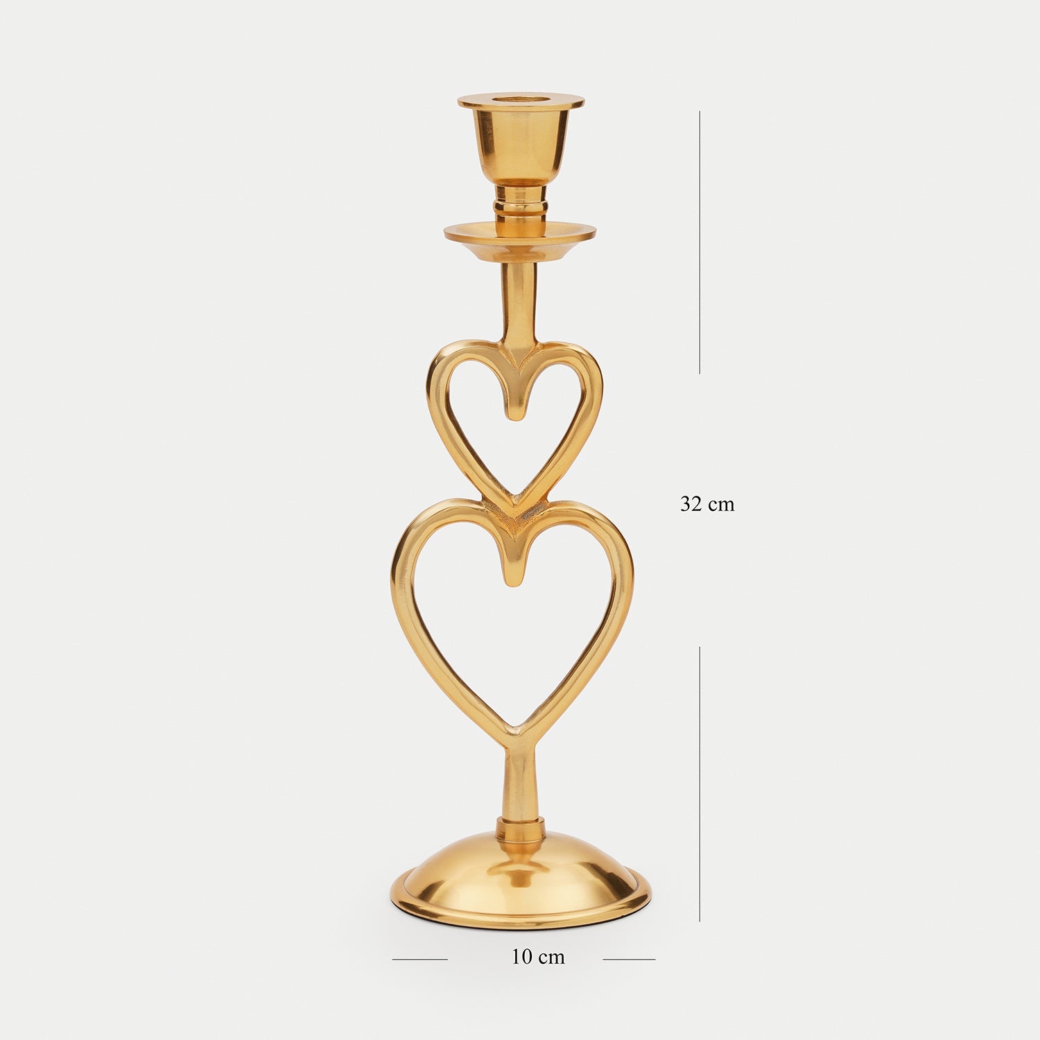 Gold Heart Shaped Metal Candle Holder - Large