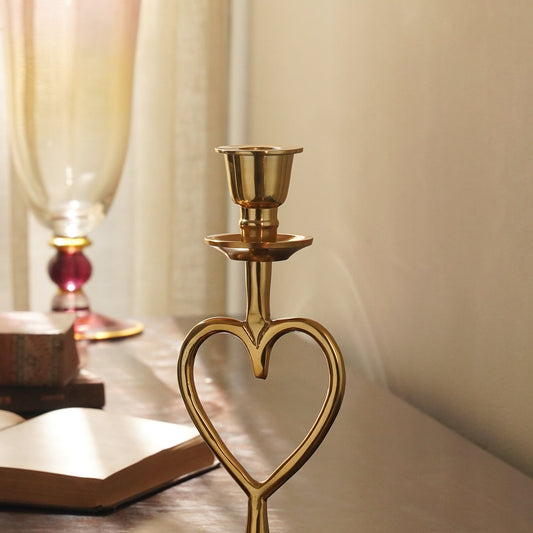 Gold Heart Shaped Metal Candle Holder - Small