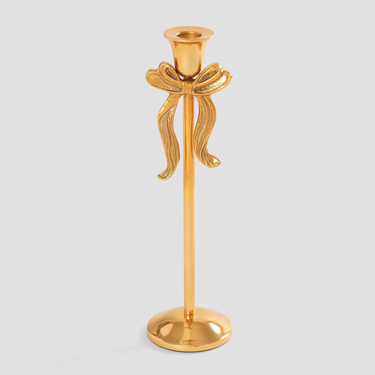 Gold Metal Bow Candle Holder - Large