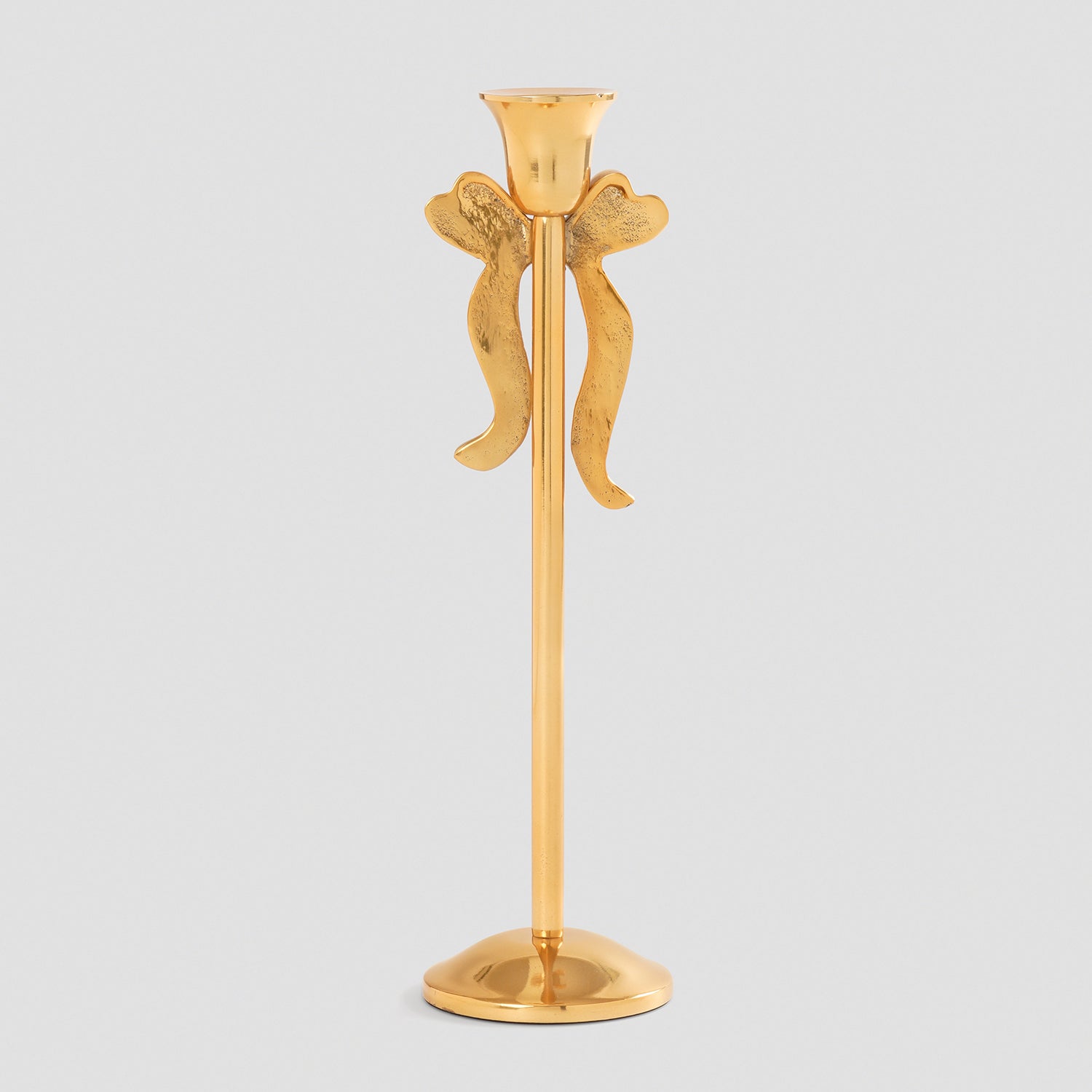 Gold Metal Bow Candle Holder - Large