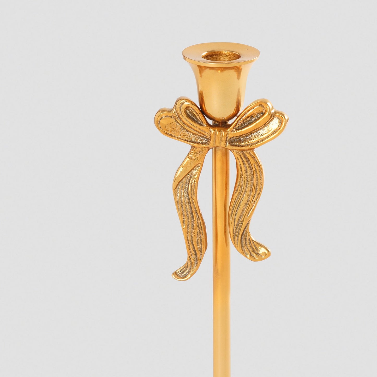 Gold Metal Bow Candle Holder - Large