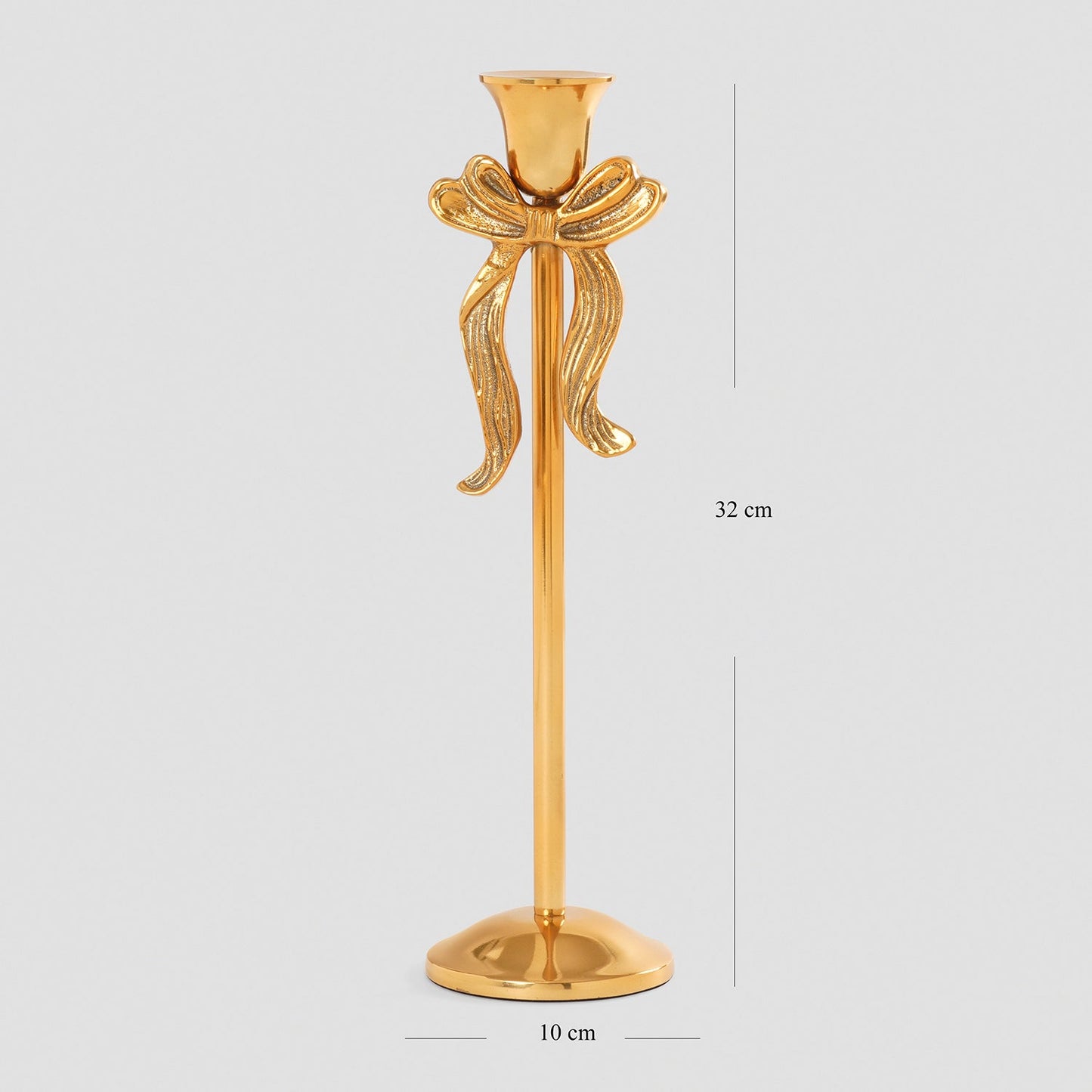 Gold Metal Bow Candle Holder - Large