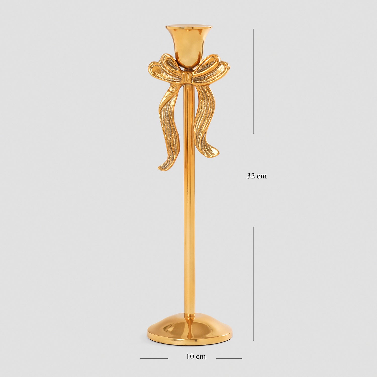 Gold Metal Bow Candle Holder - Large