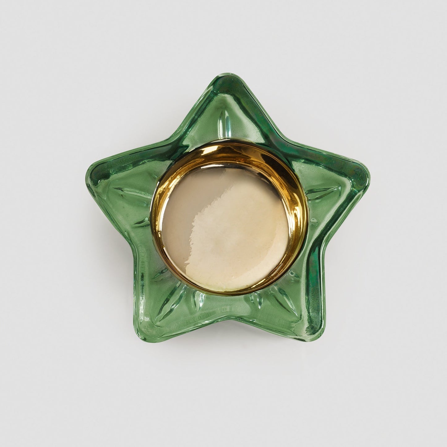 Set Of 3 Green Red Amber Star Shaped Glass Tealight Holders