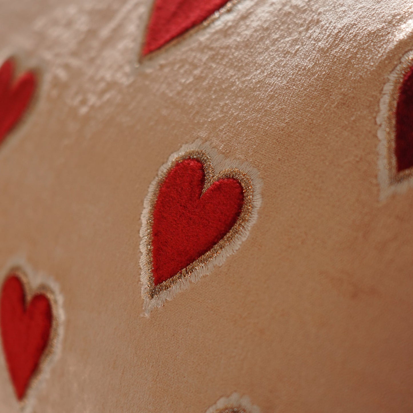 Pink Red Heart Applie Rectangular Cushion Cover