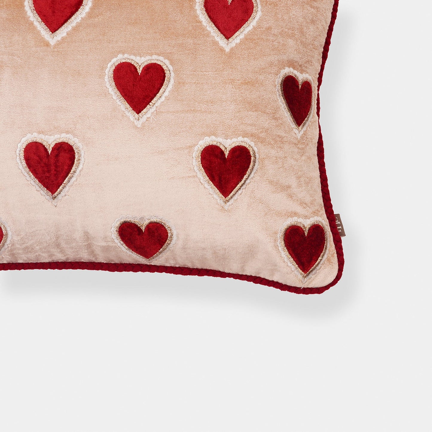 Pink Red Heart Applie Rectangular Cushion Cover