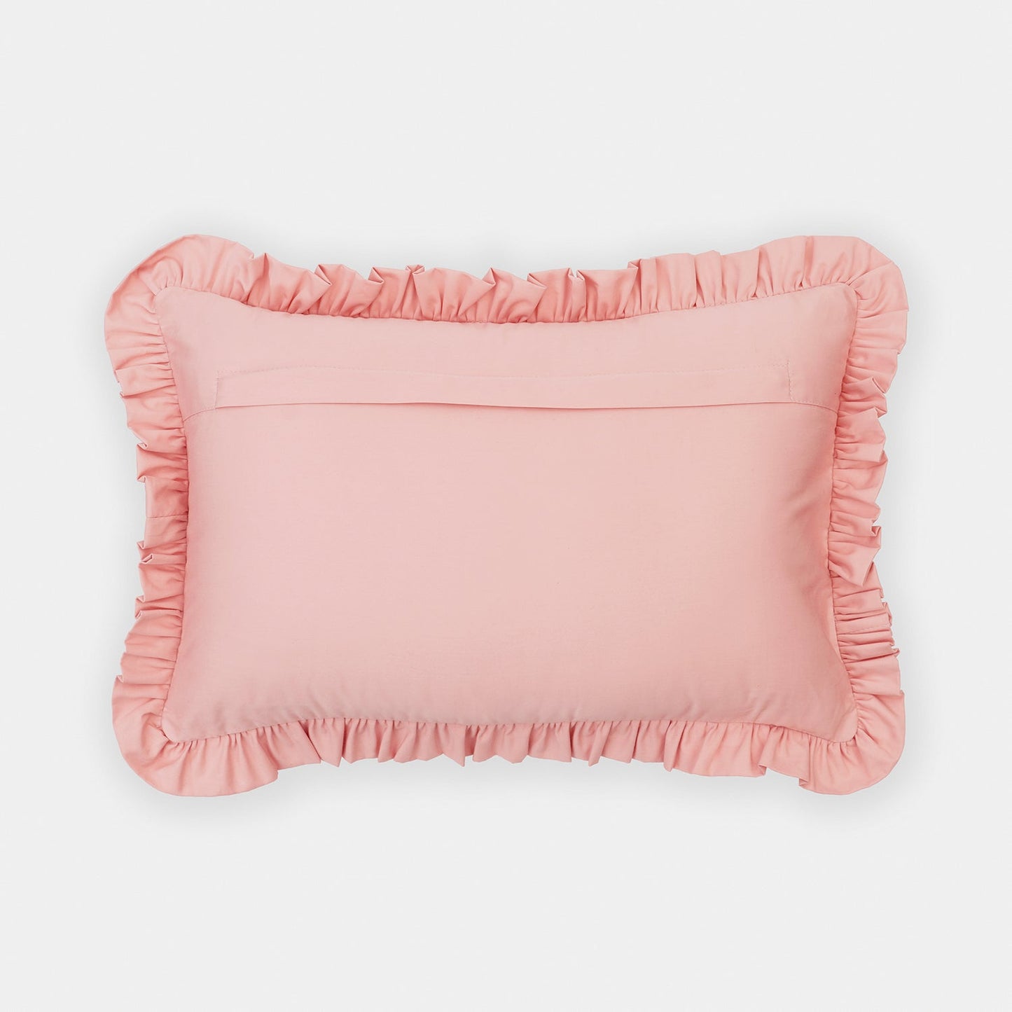 Pink Heart Applique Ruffled Cotton Cushion Cover