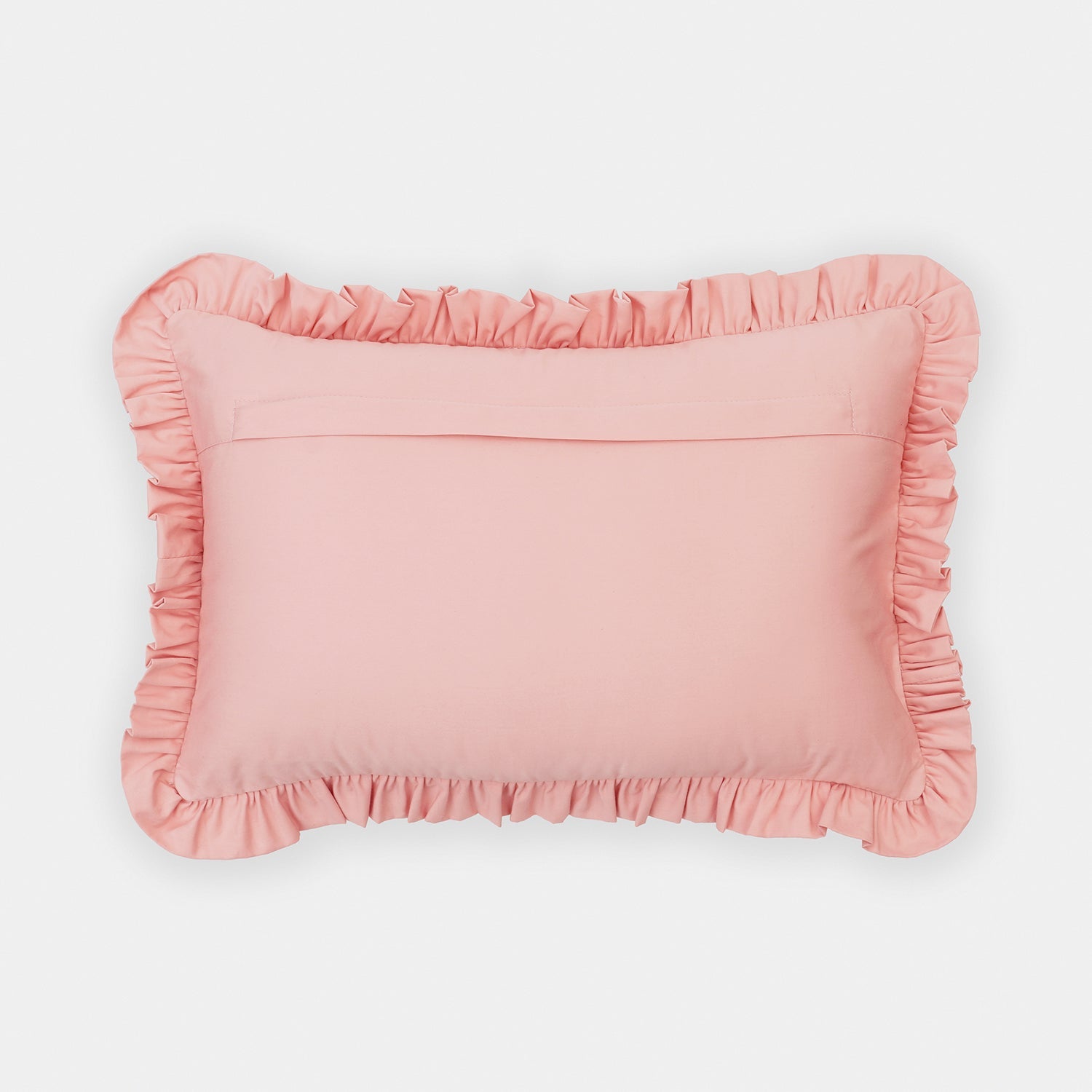 Pink Heart Applique Ruffled Cotton Cushion Cover