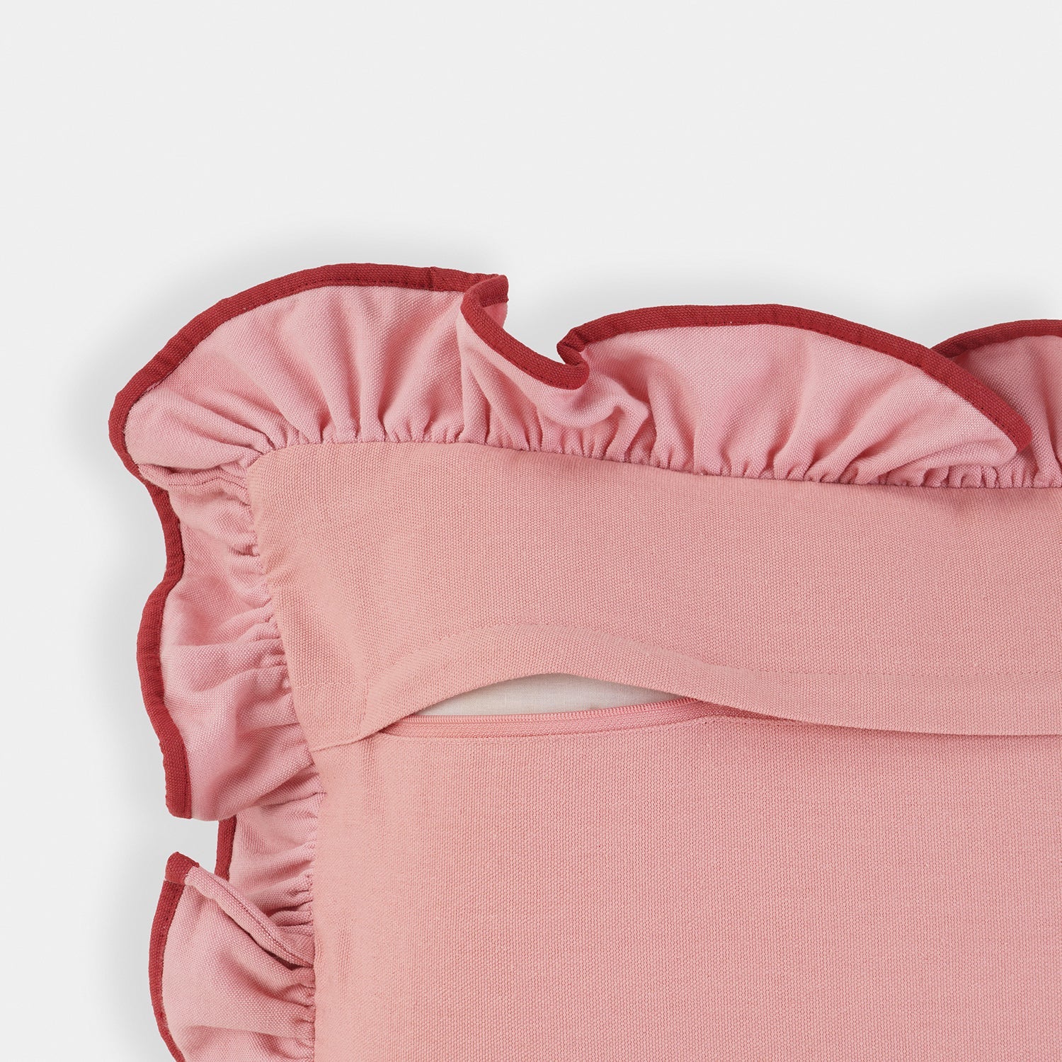 Pink Bow Applique Ruffled Cushion Cover