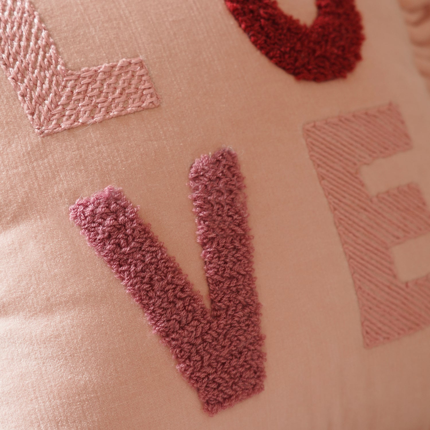 Pink LOVE Motif Frilled Cushion Cover