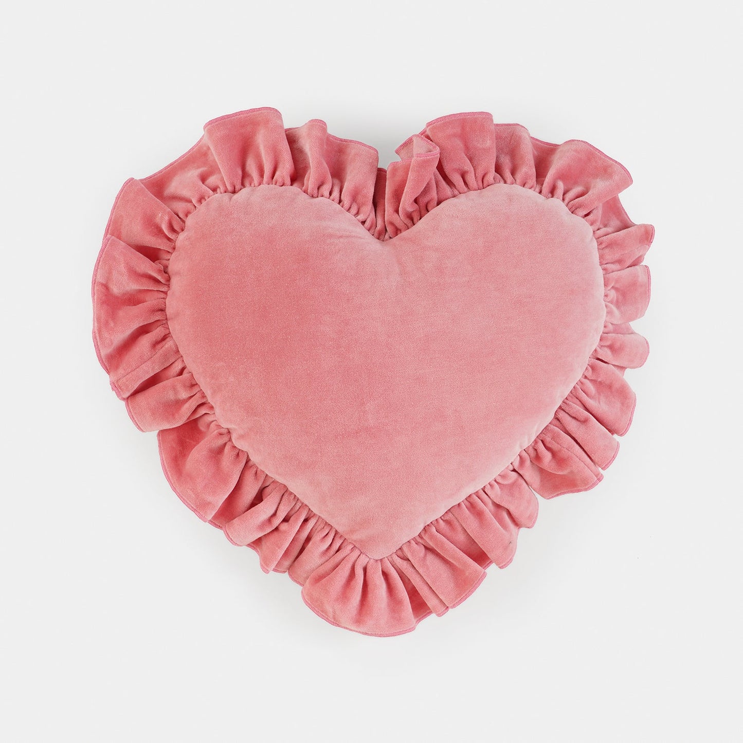 Pink Heart Shaped Frilled Cushion Cover