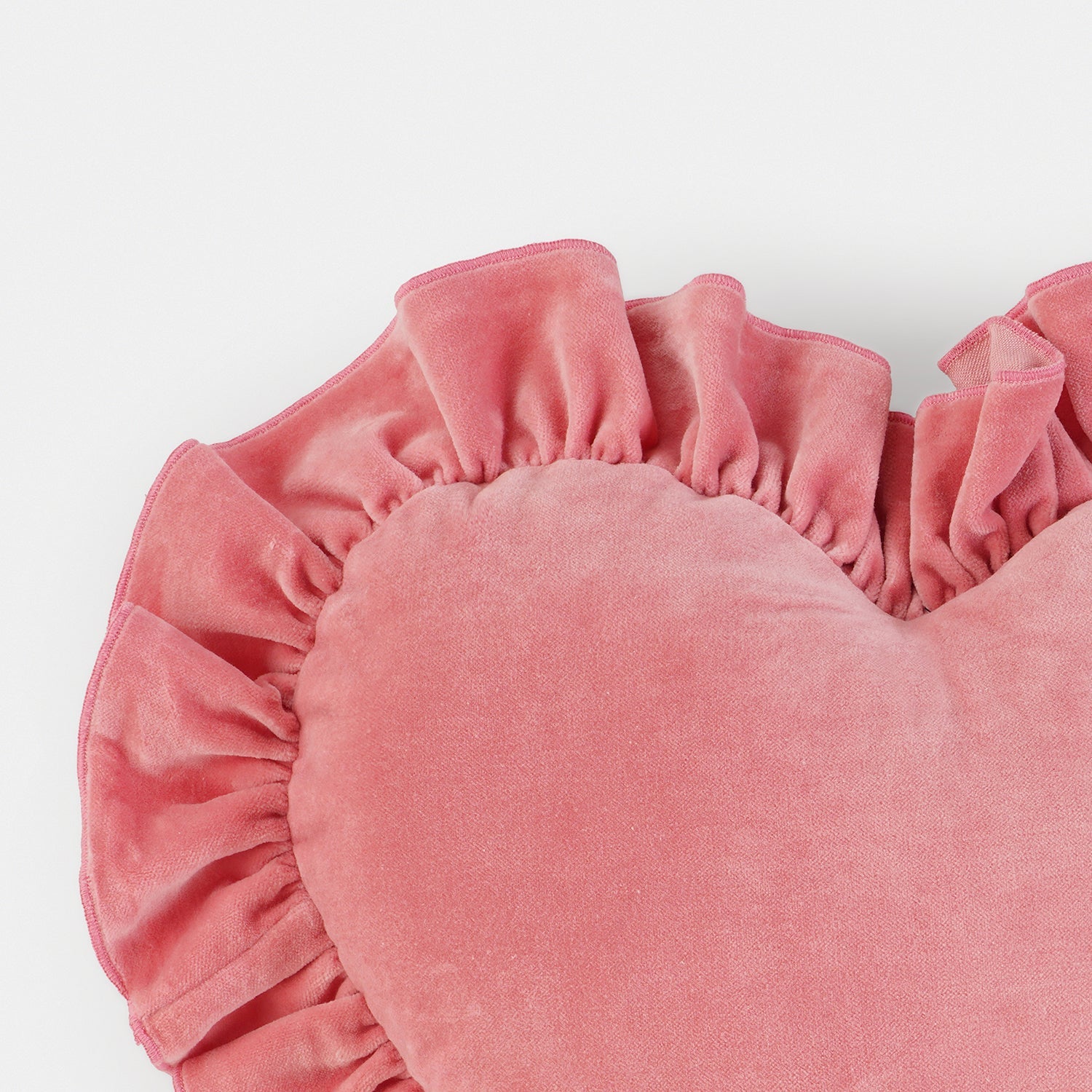 Pink Heart Shaped Frilled Cushion Cover