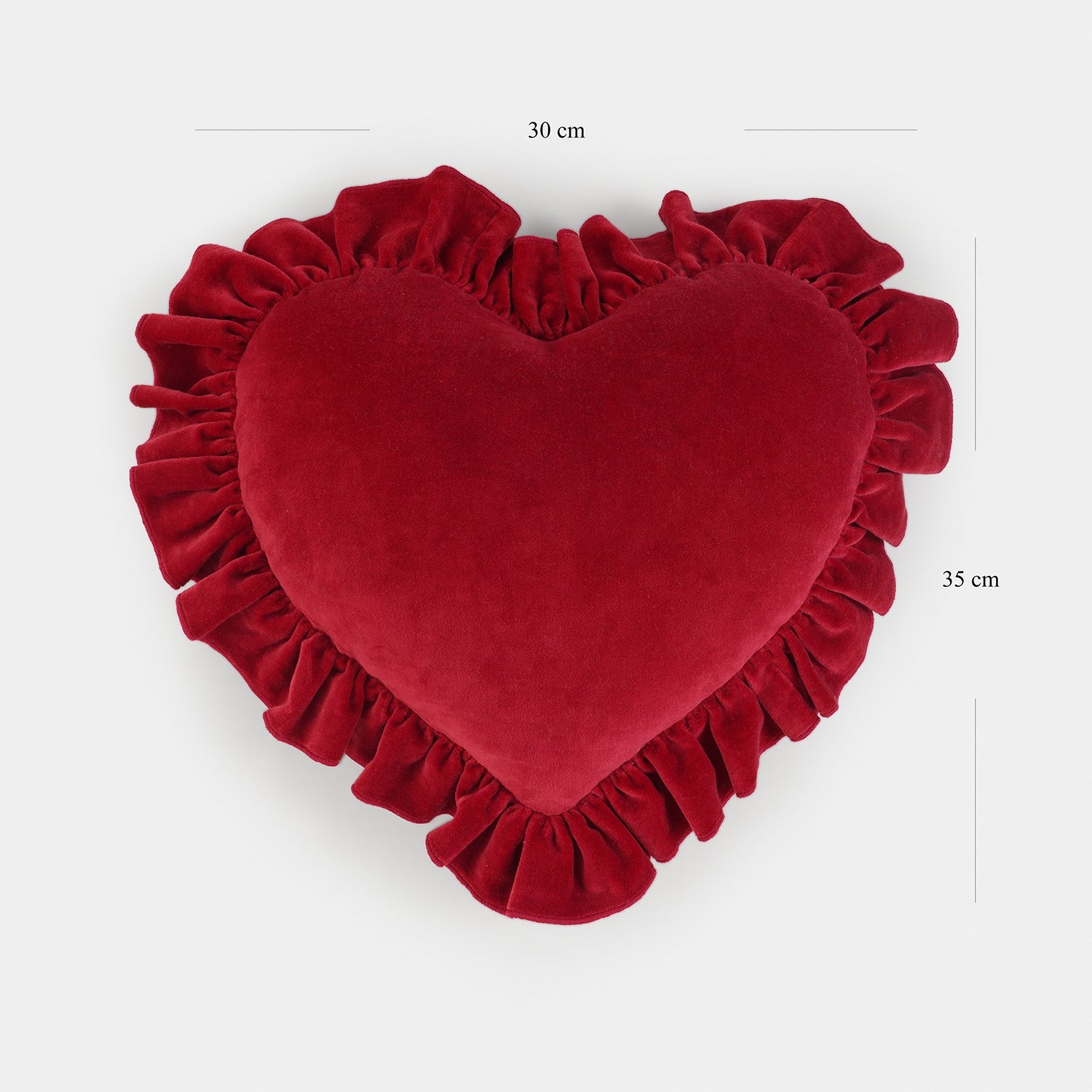 Red Heart Shaped Frilled Cushion Cover