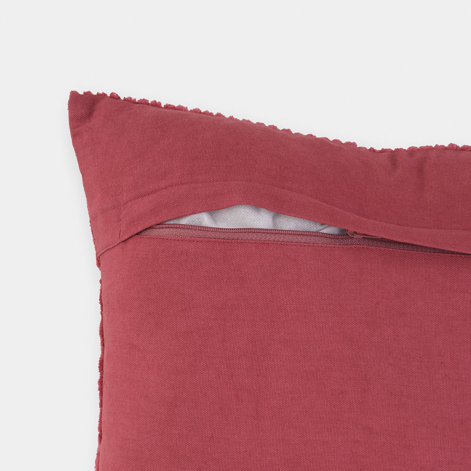 Red Textured Cotton Cushion Cover