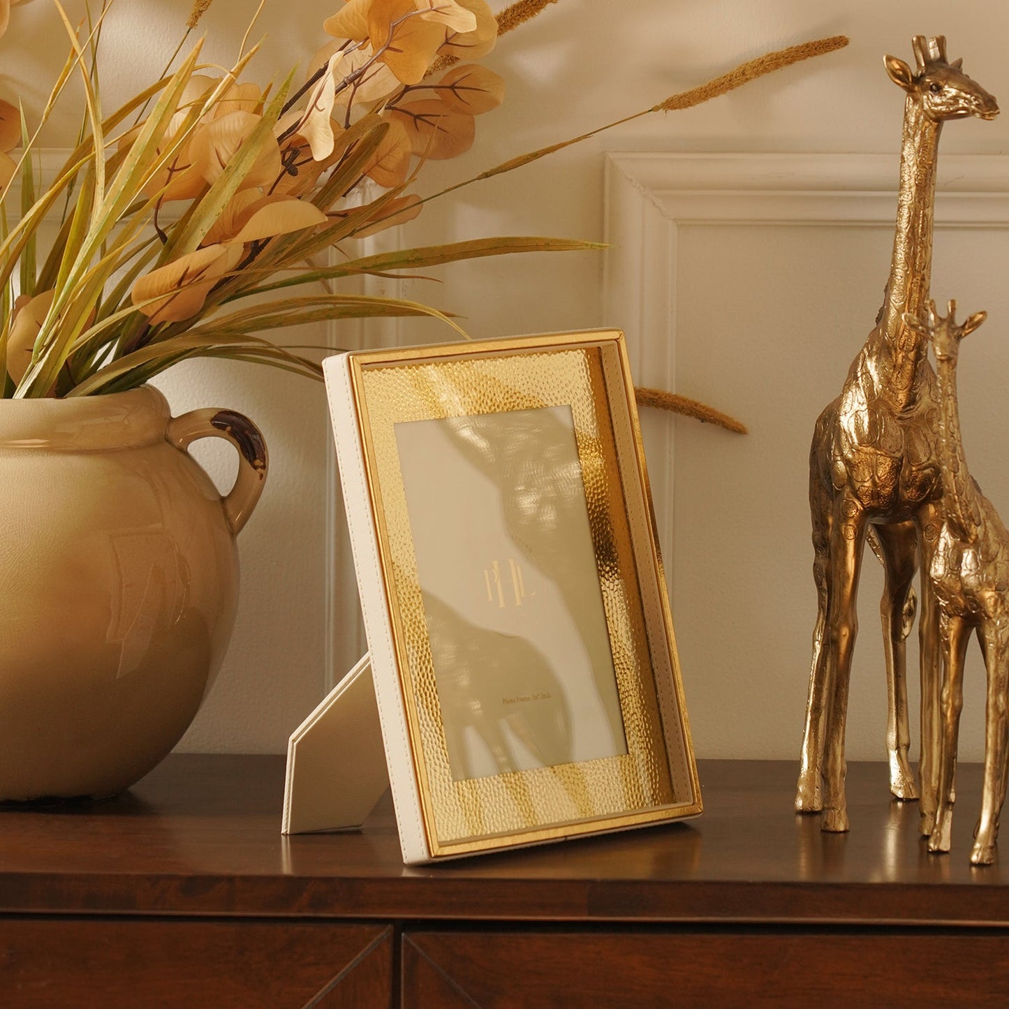 Ivory Faux Leather Hammered Photo Frame - Small