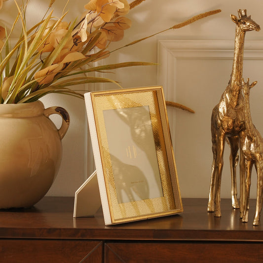Ivory Faux Leather Hammered Photo Frame - Small