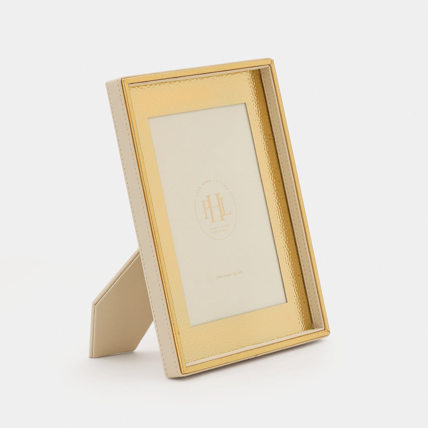 Ivory Faux Leather Hammered Photo Frame - Small