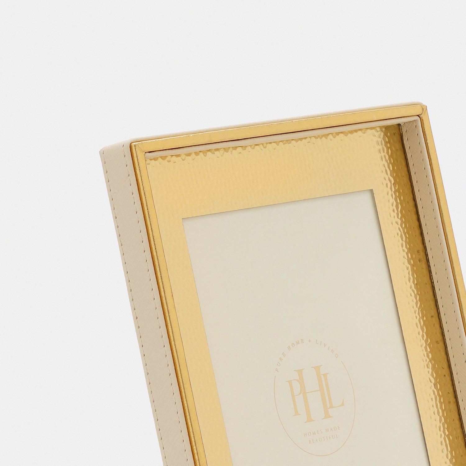 Ivory Faux Leather Hammered Photo Frame - Small