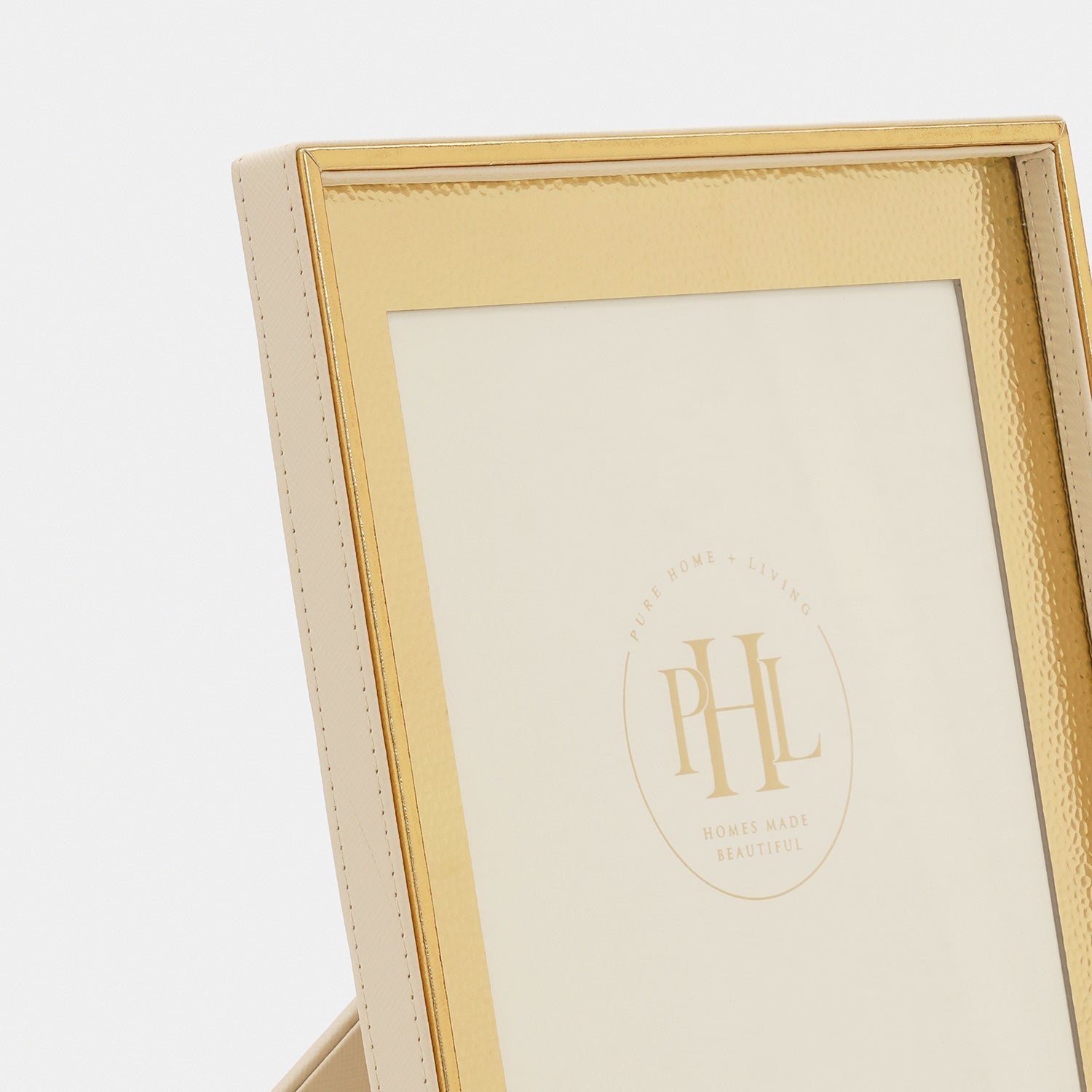 Ivory Faux Leather Hammered Photo Frame - Large