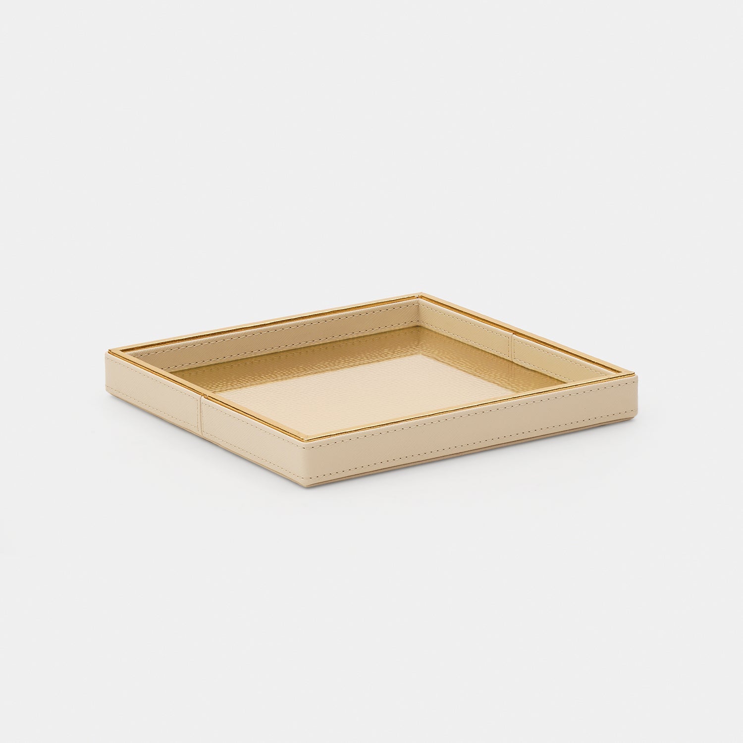 Ivory Faux Leather Hammered Rectangle Platter - Small