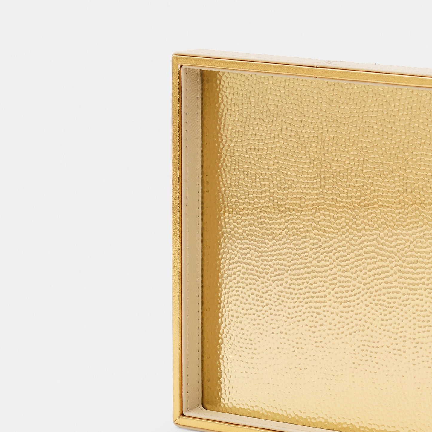 Ivory Faux Leather Hammered Rectangle Platter - Small