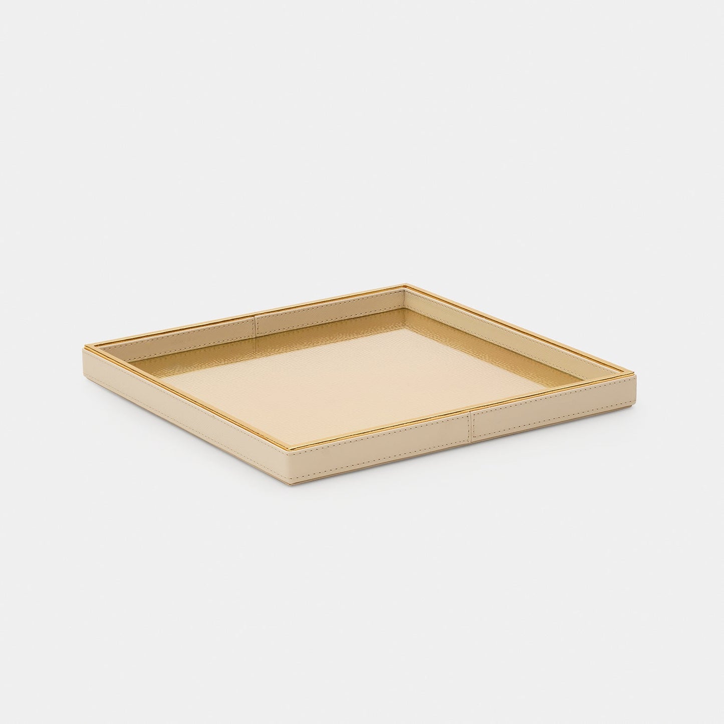 Ivory Faux Leather Hammered Platter - Large