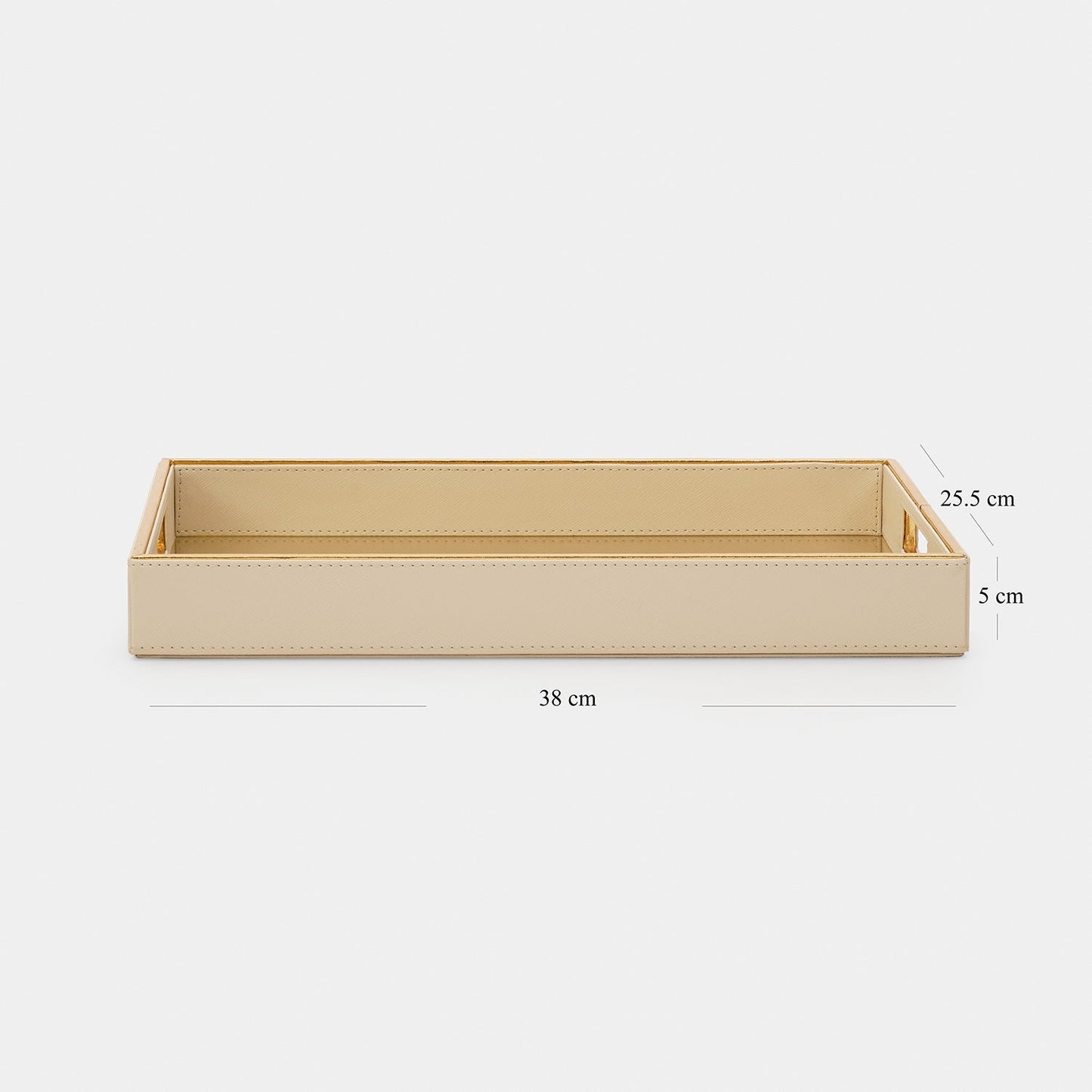 Ivory Faux Leather Hammered Rectangle Serving Tray