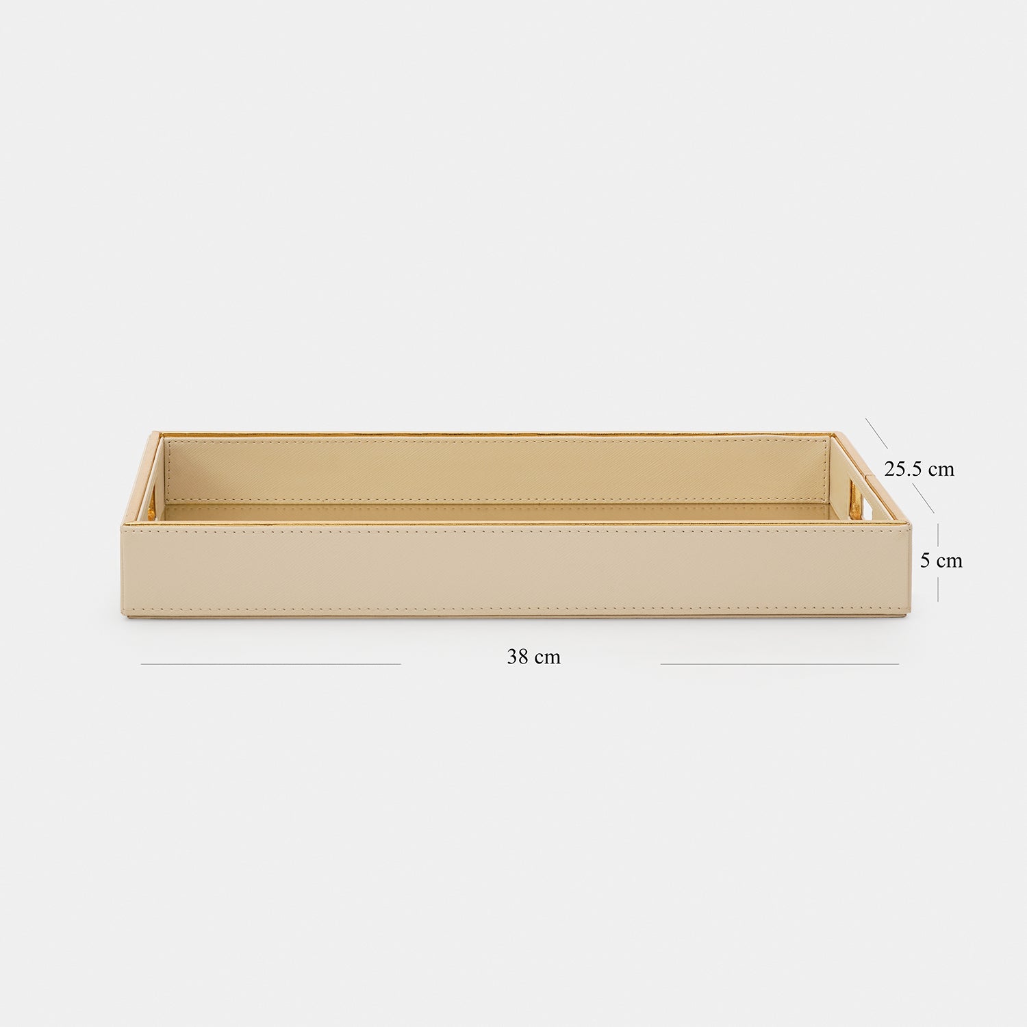 Ivory Faux Leather Hammered Rectangle Serving Tray