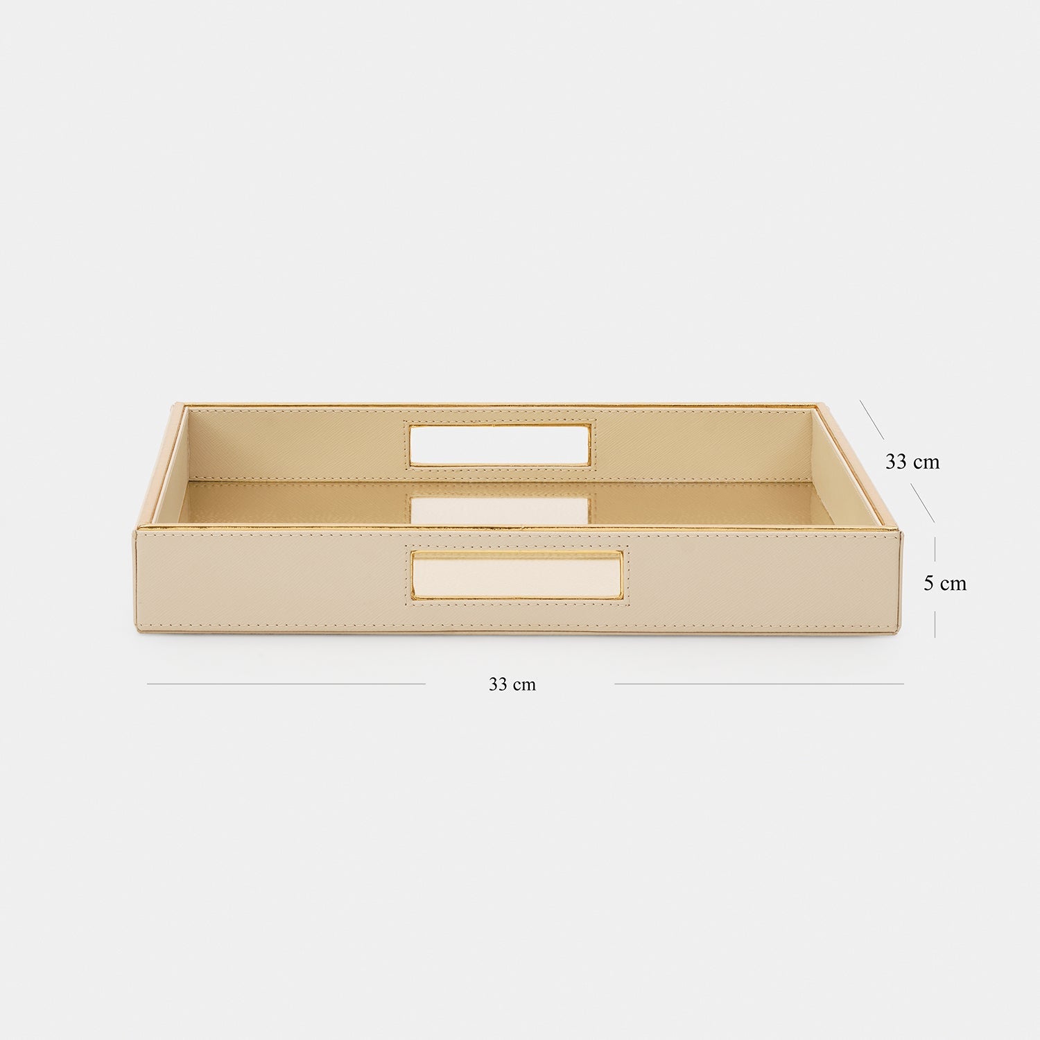 Ivory Faux Leather Hammered Serving Tray